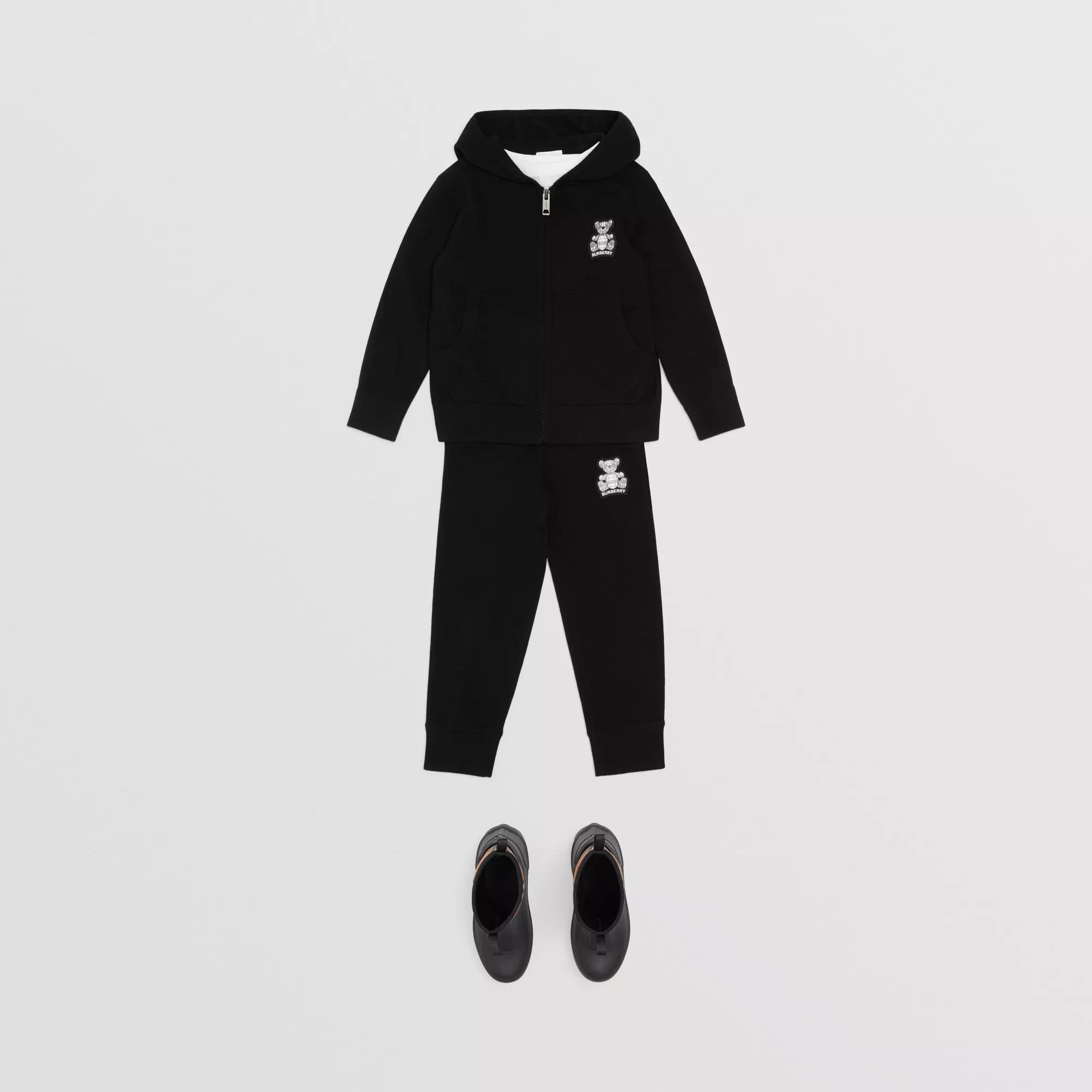 Girls Black Hooded Cashmere Cardigan