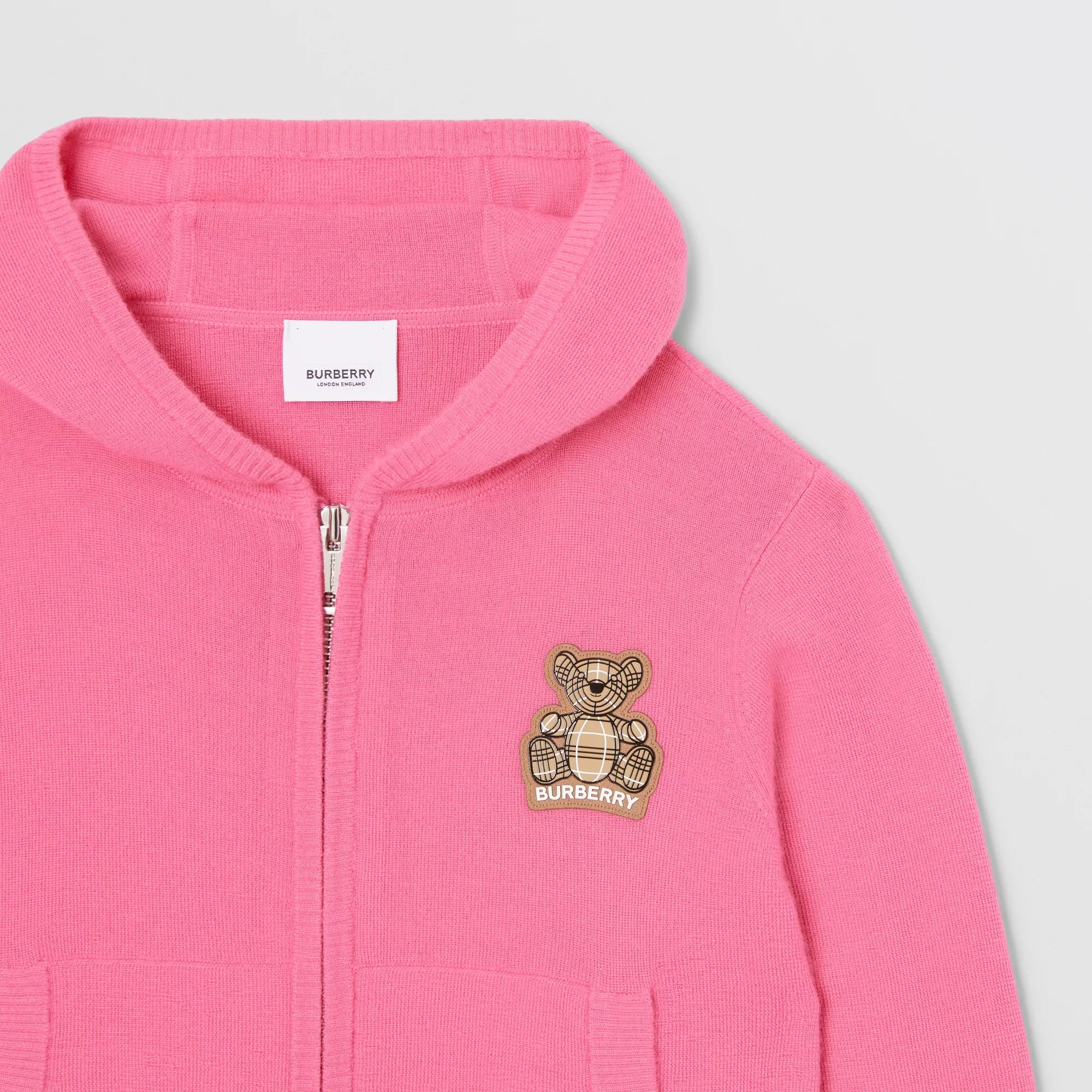 Girls Pink Hooded Cashmere Cardigan