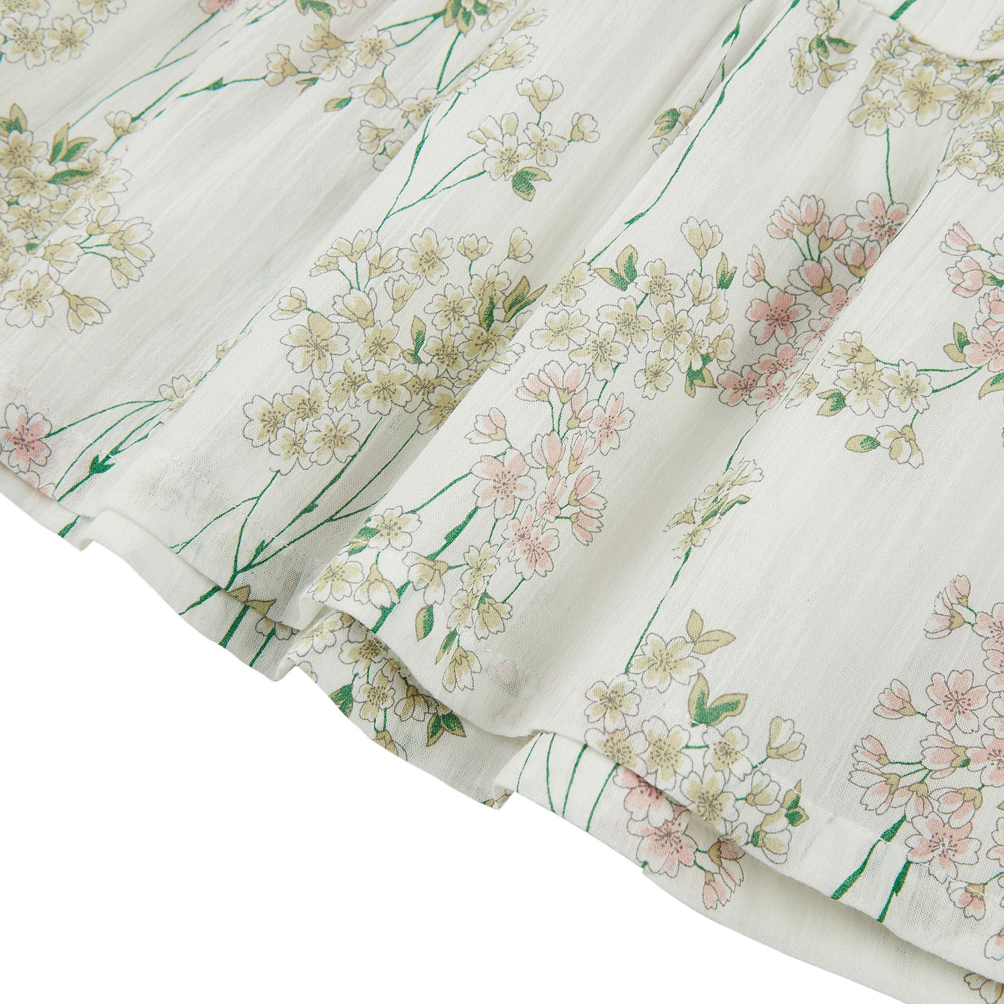 Girls White Flowers Cotton Dress