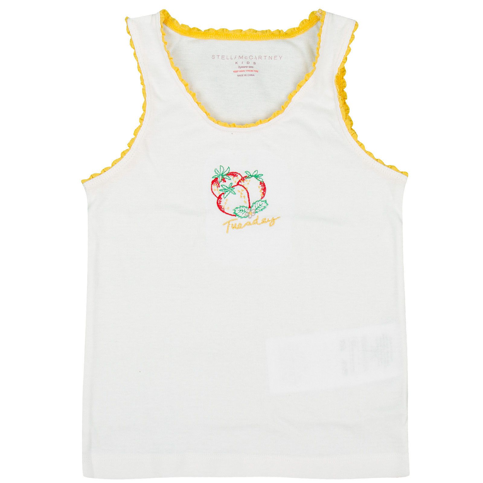 Clementina Girls 7 Pack White Organic Cotton Vests Gift Set With Fruit Print - CÉMAROSE | Children's Fashion Store - 4