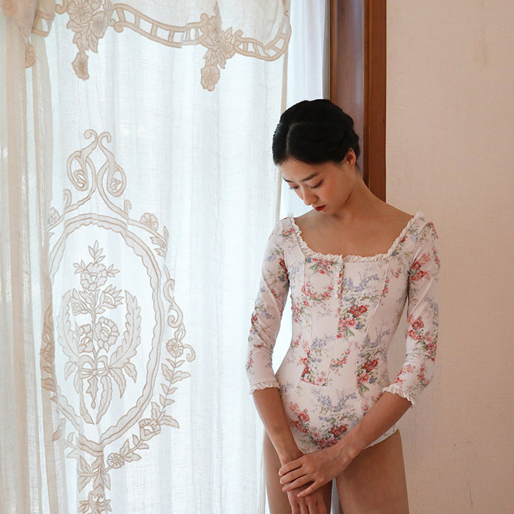 Girls White Floral Ballet Onesies