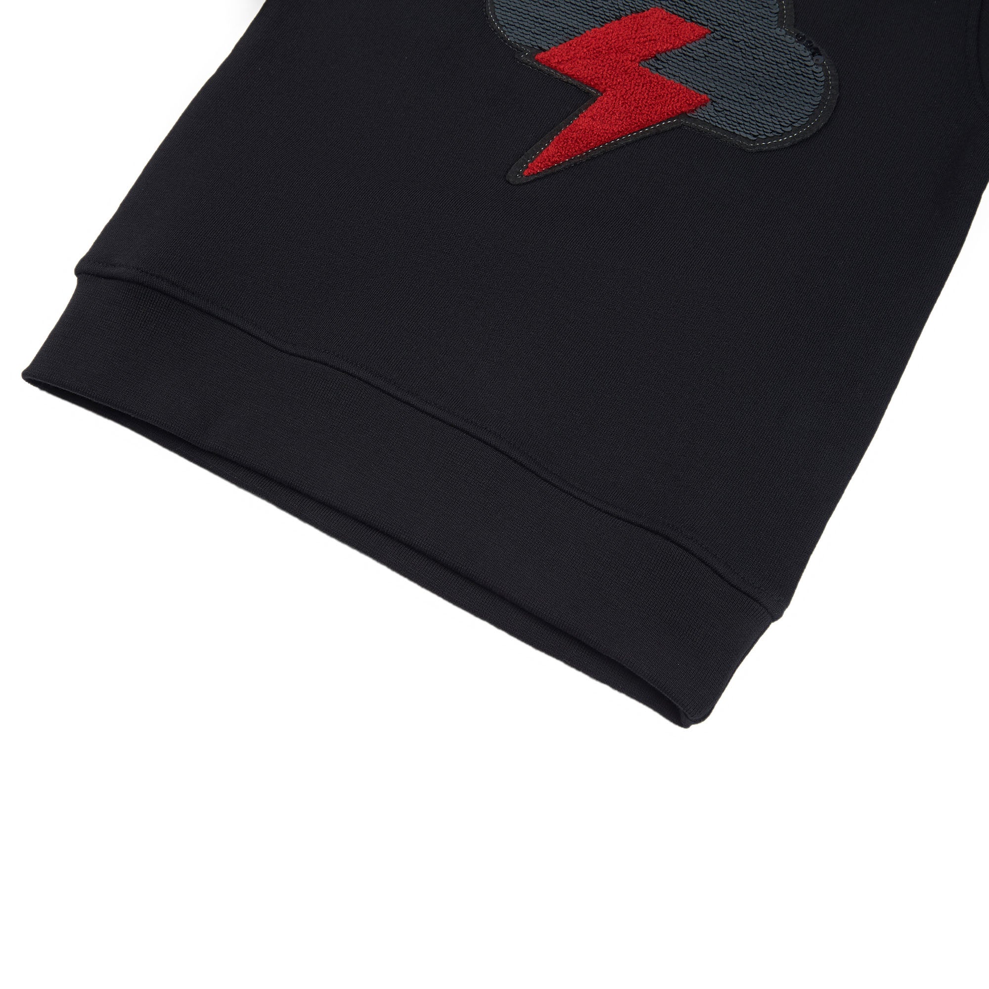 Girls Black Sequinned Cloud Cotton Sweatshirt