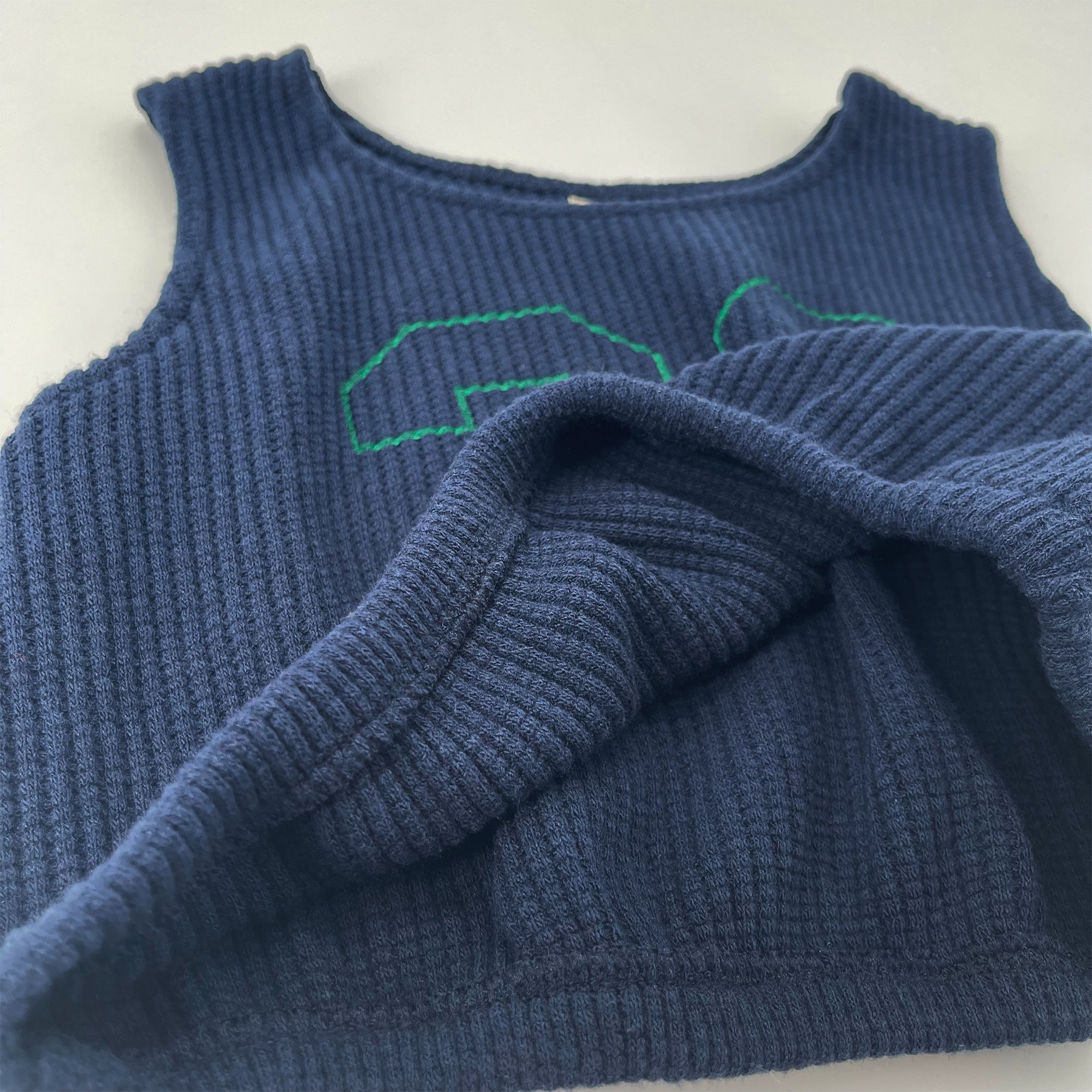 Girls Navy Logo Corduroy Vest