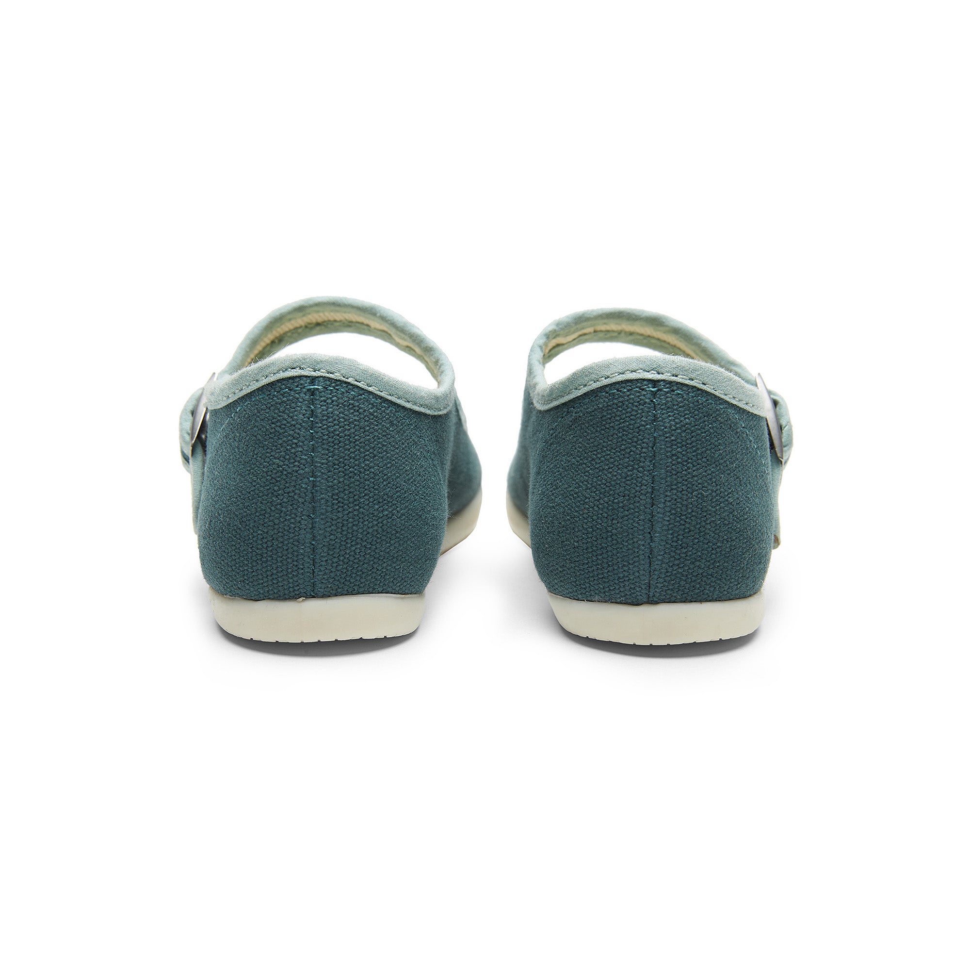 Girls Green Buckled Cotton Shoes