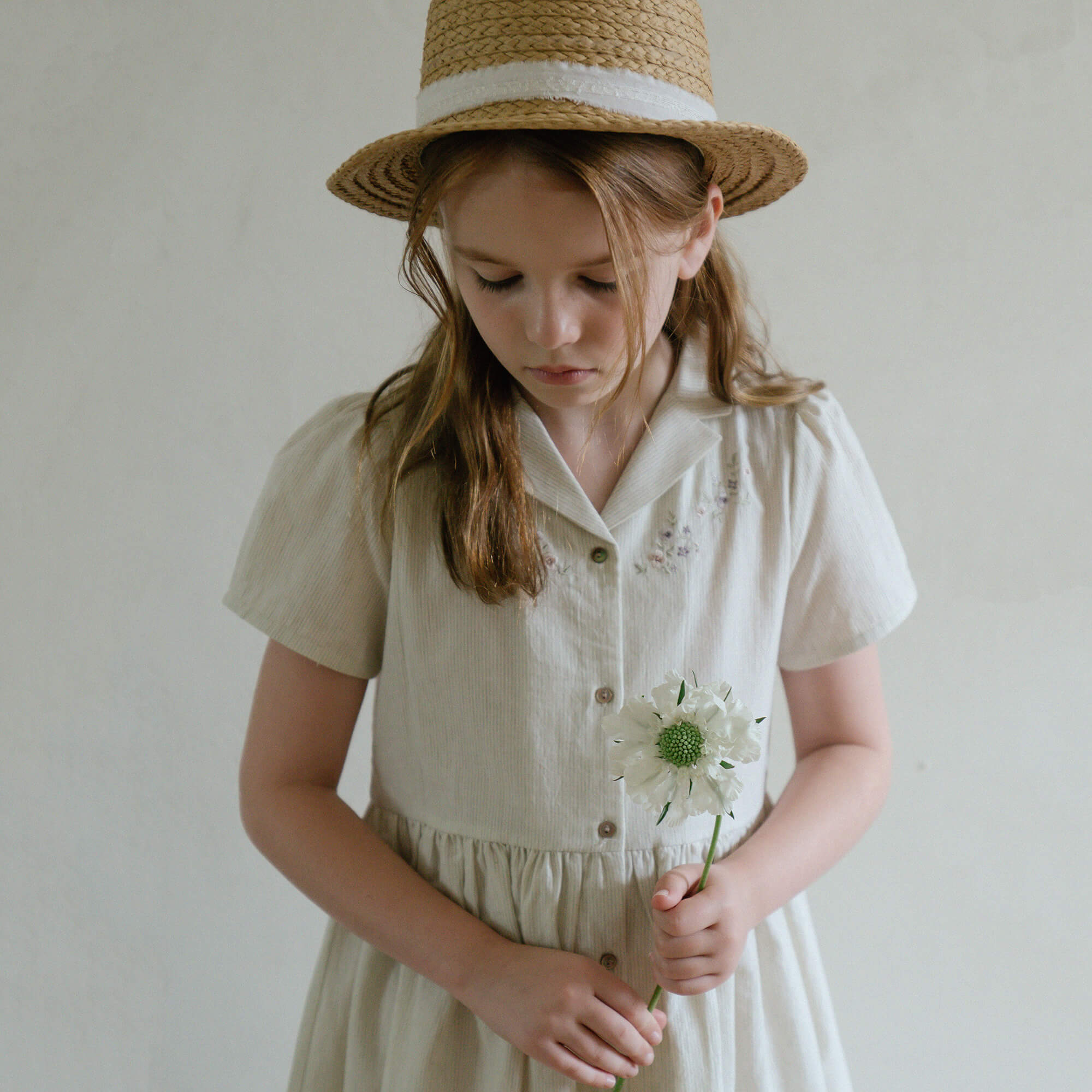Girls Mint Embroidered Cotton Dress