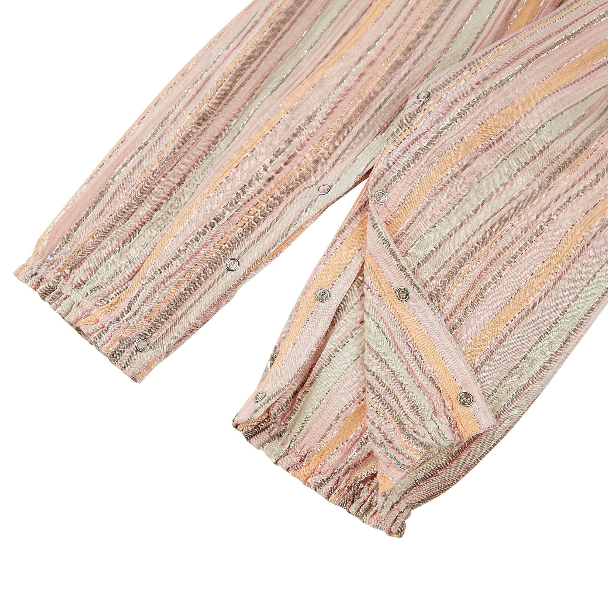 Baby Girls Pink & Brown Stripe Cotton Trousers