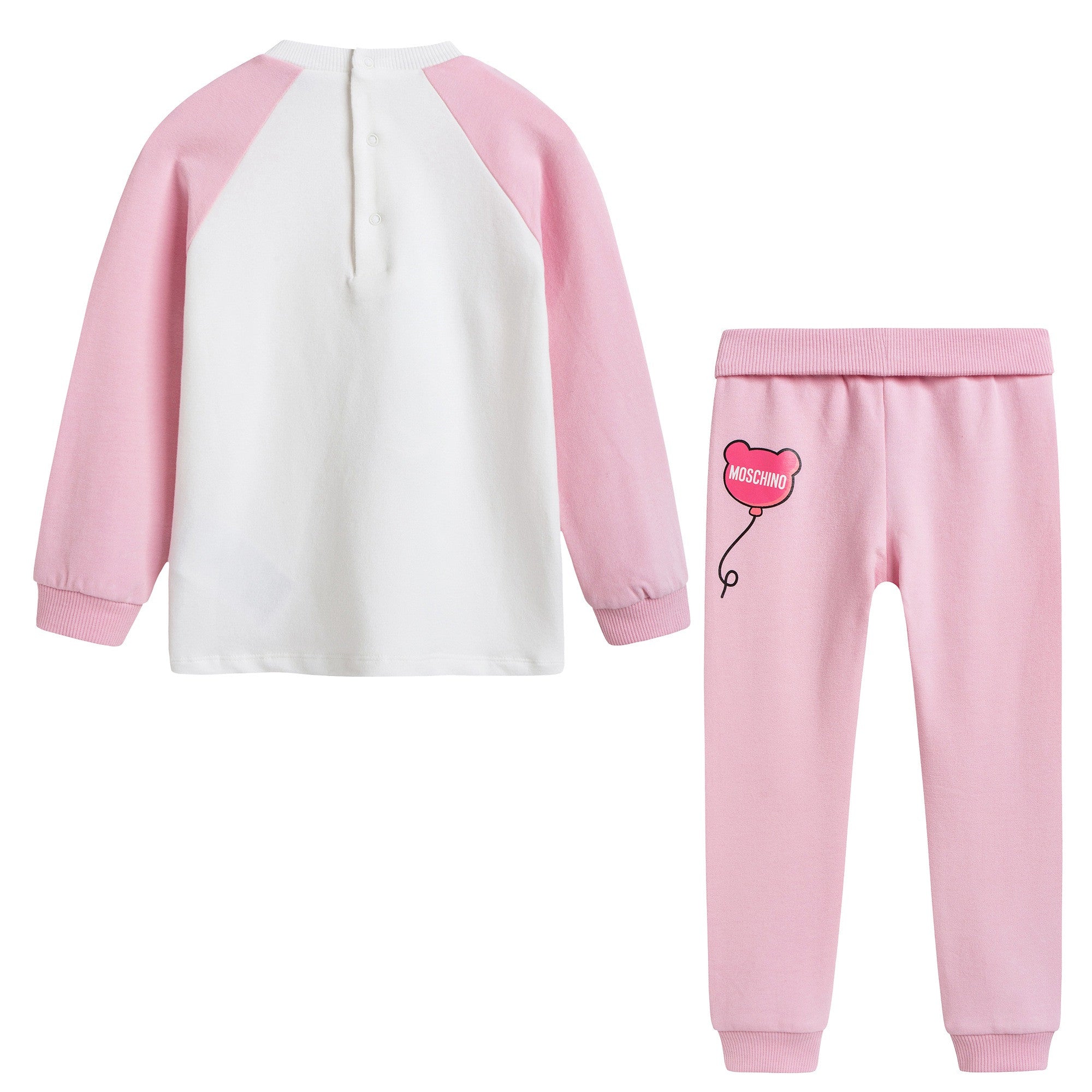 Baby Girls Pink Cotton Teddy Tracksuit