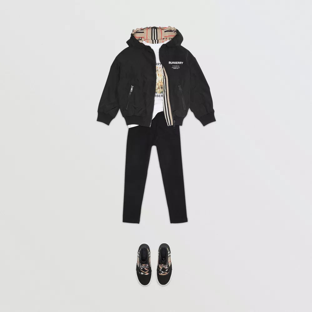 Girls Black Logo Cotton Trousers