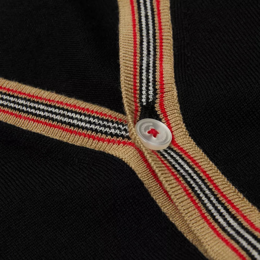 Boys & Girls Black Knit Merino Wool Cardigan