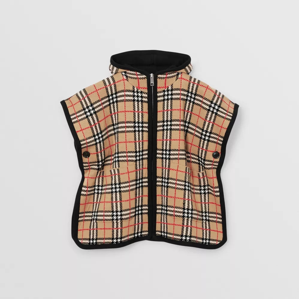 Girls Beige Stripe Merino Wool Jacket