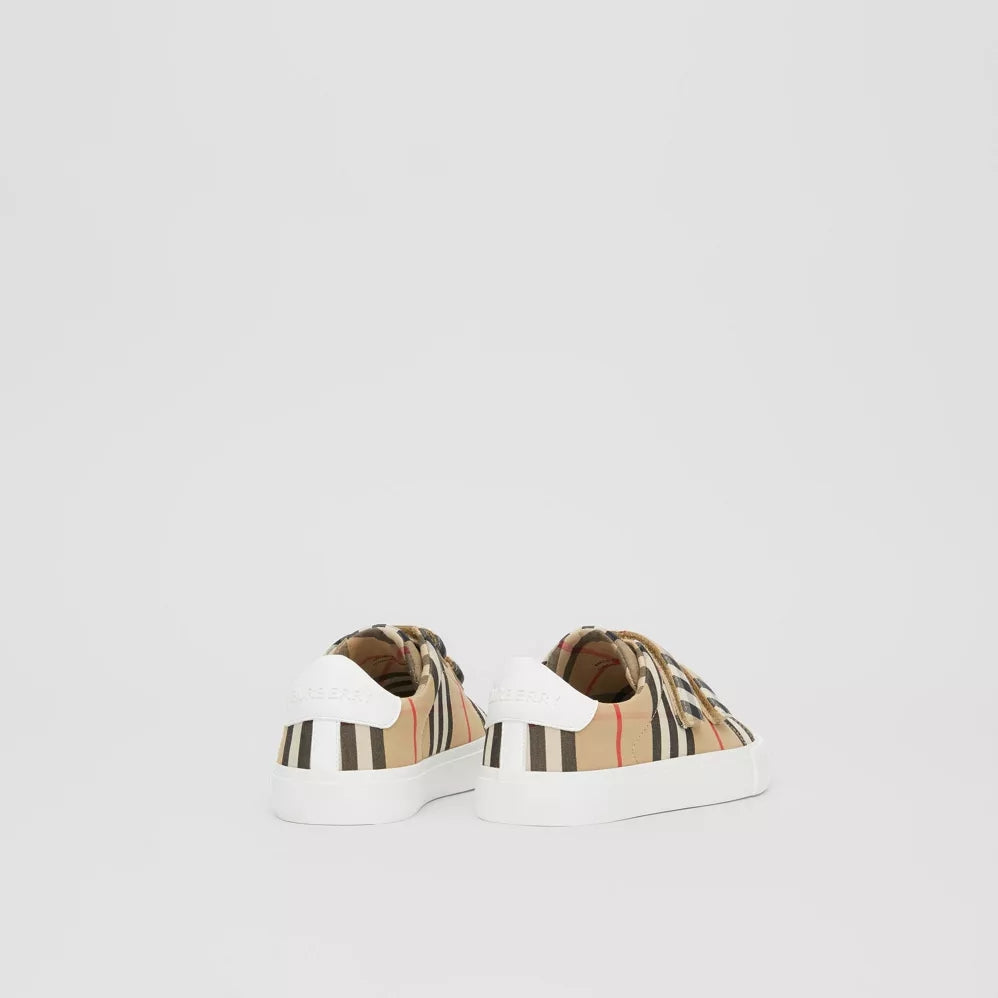Boys & Girls Beige Stripe Cotton Trainers