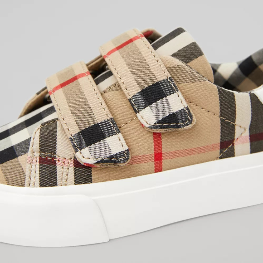 Baby Boys & Girls Beige Stripe Cotton Trainers
