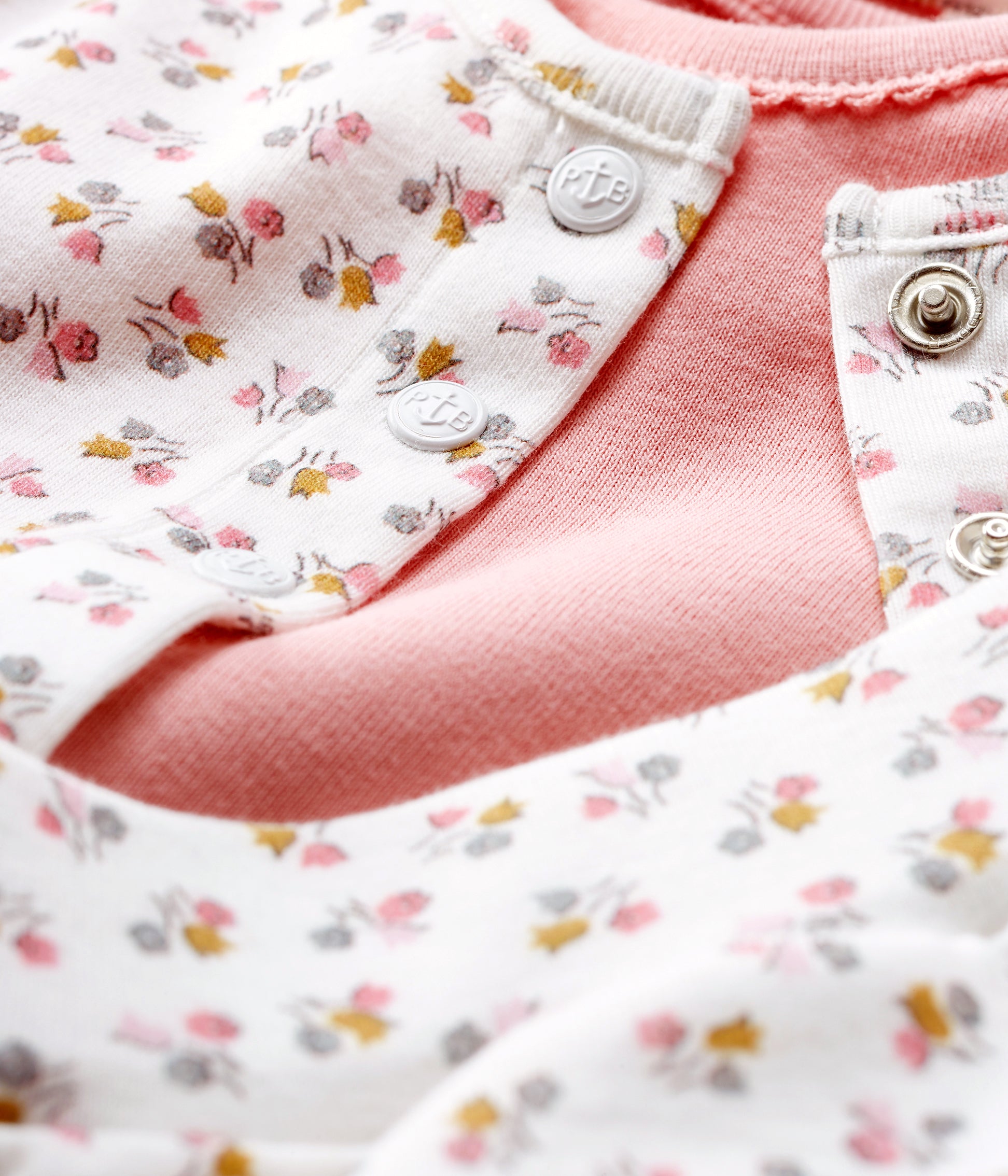 Baby Girls Beige & Pink Printing Cotton Sets