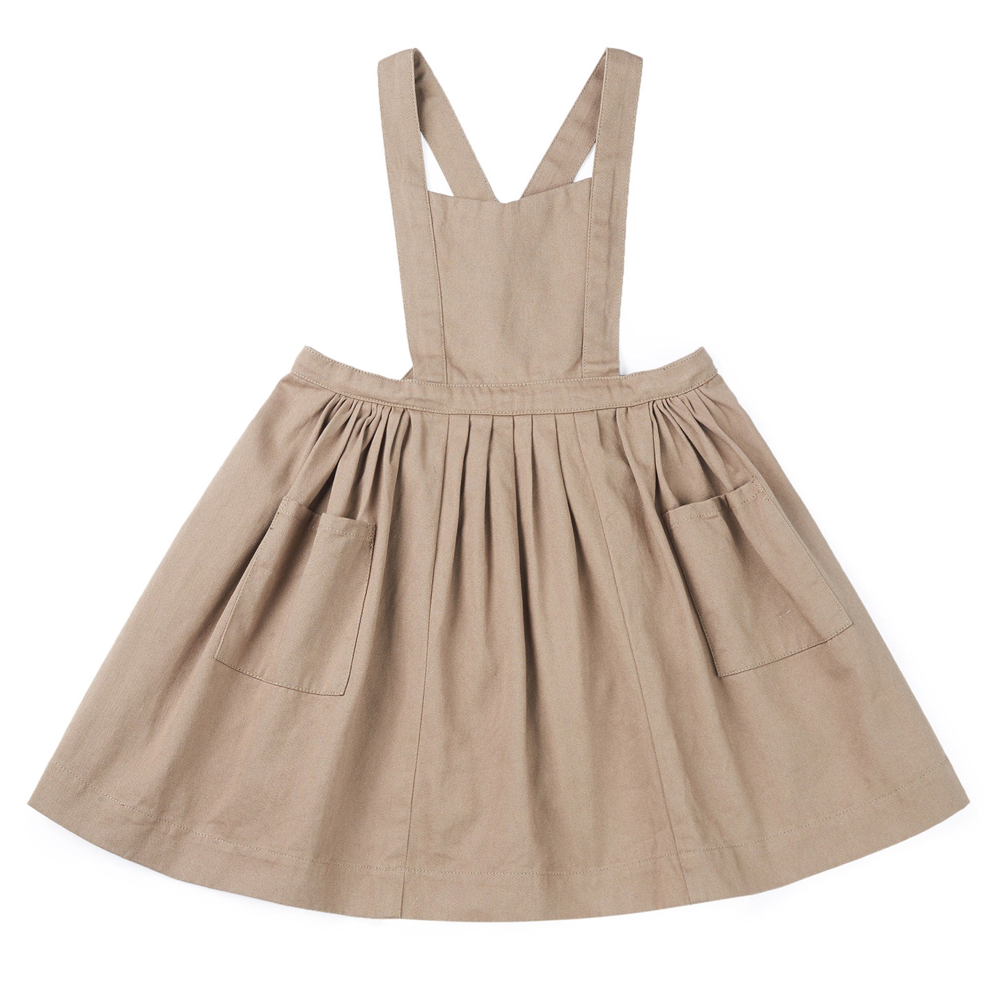 Girls Khaki Strap Cotton Skirt