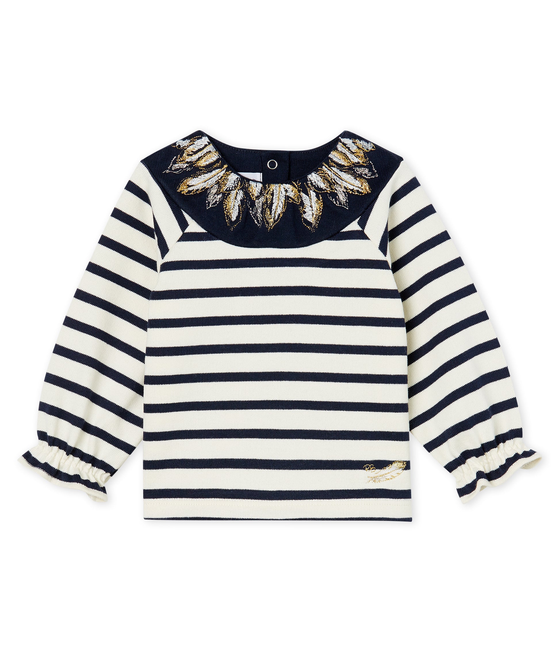 Baby Girls White & Blue Striped Cotton Top