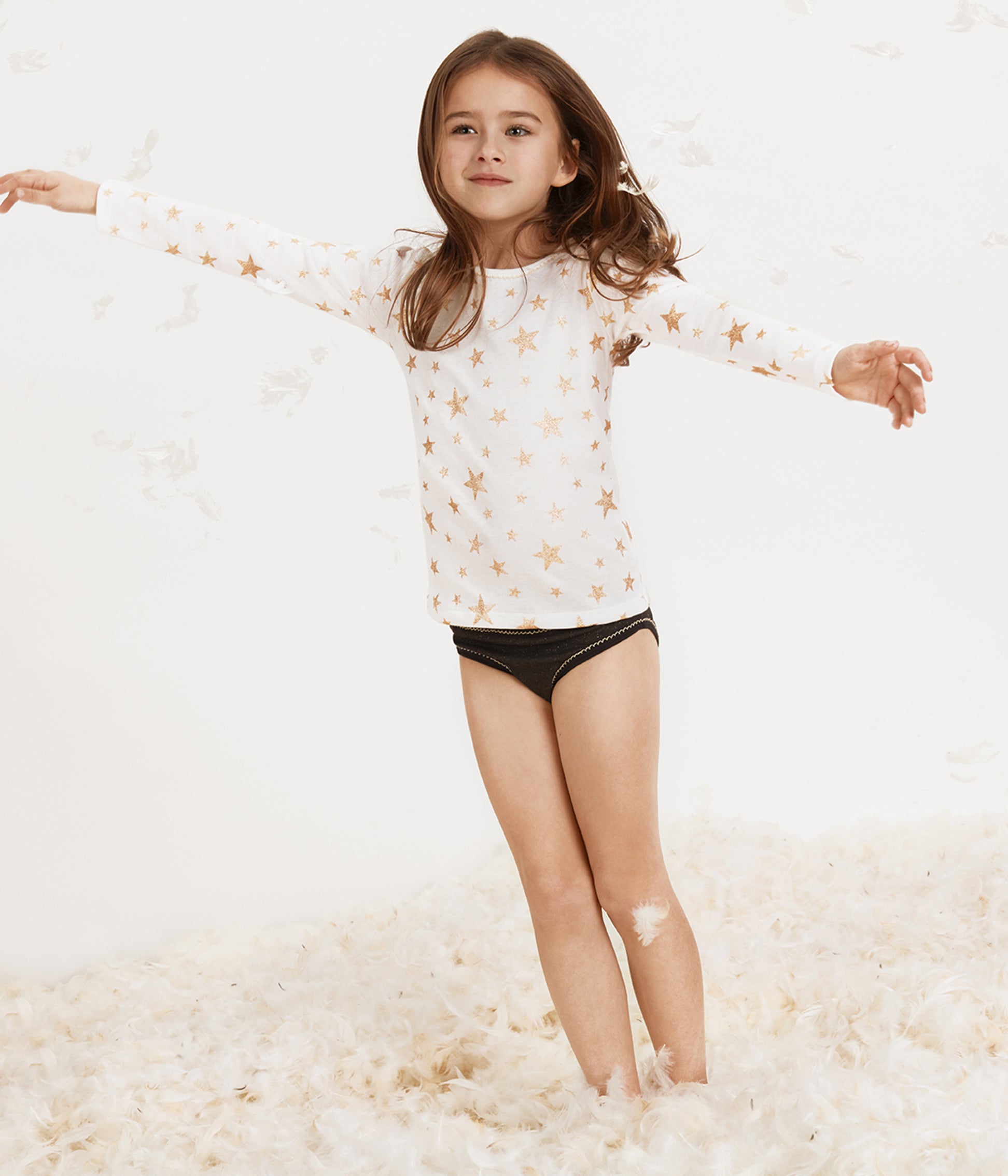Girls White Cotton Top Set (2 Piceces)