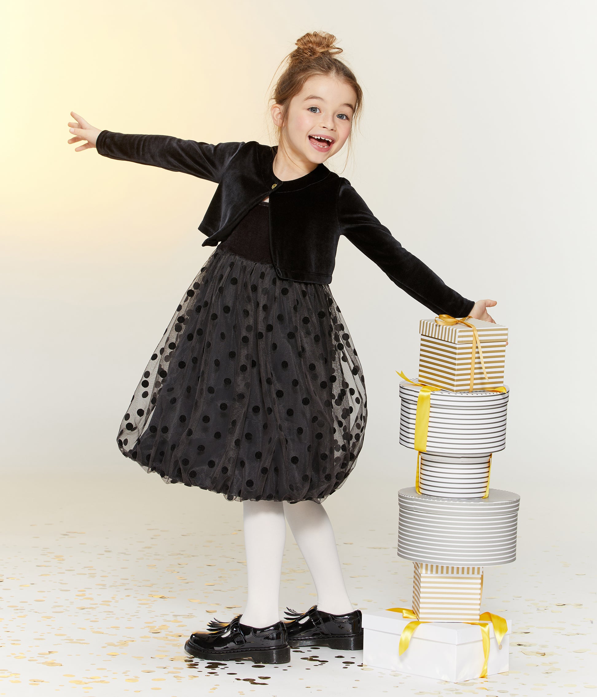 Girls Black Dots Dress
