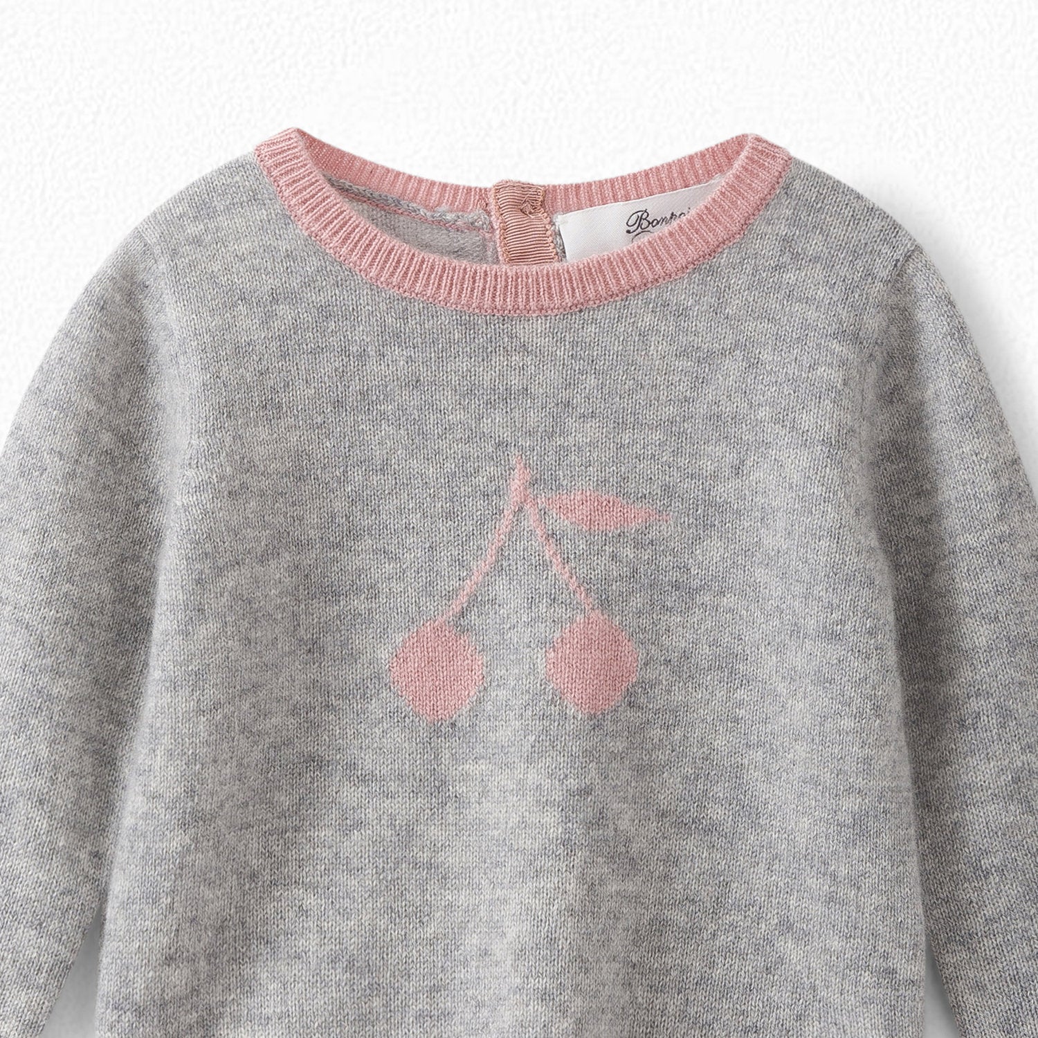 Baby Girls Grey Cherry Cashmere Jumper