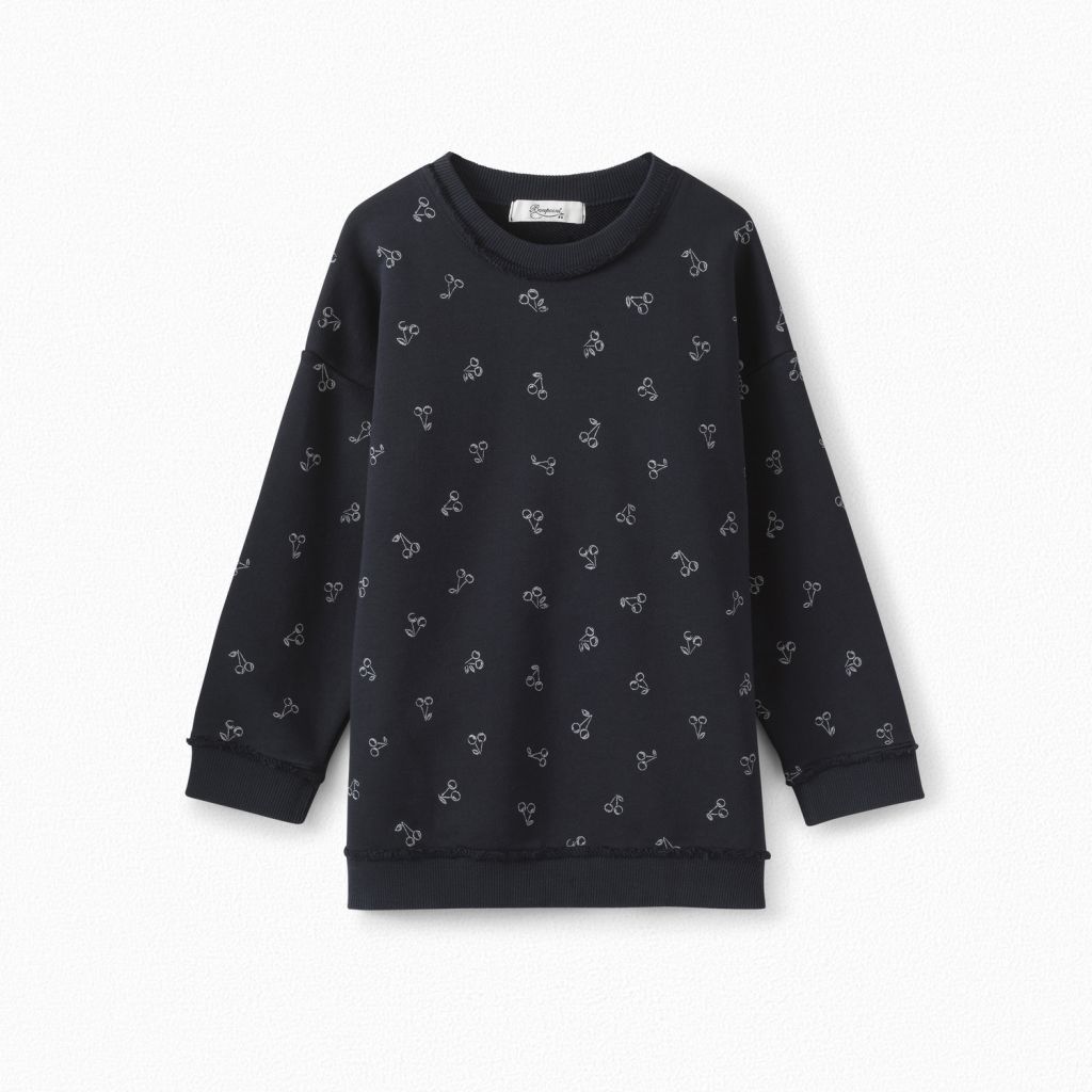 Girls Navy Cotton Sweatshirt