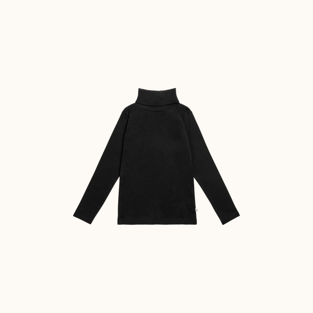 Girls Black Cotton Turtleneck