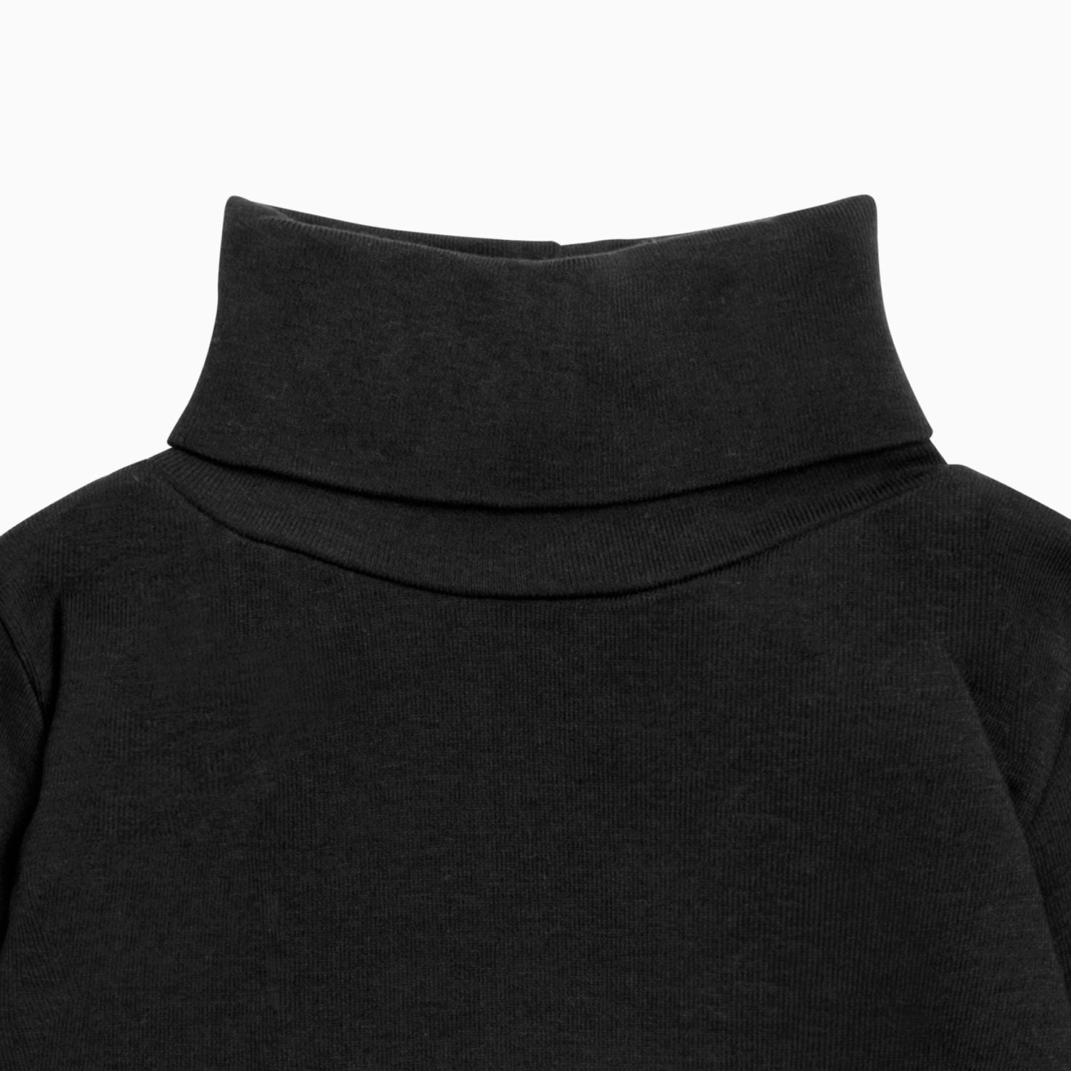 Girls Black Cotton Turtleneck