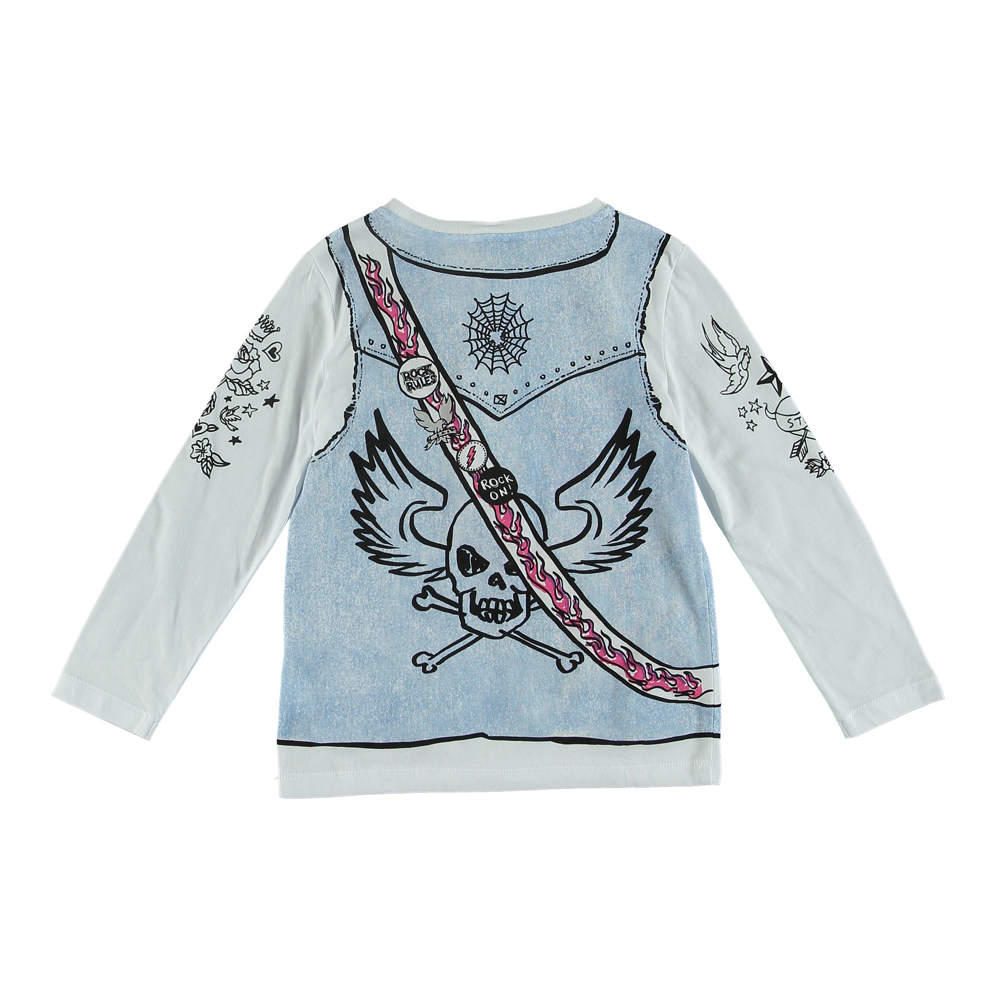 Girls & Boys White Giutar Cotton T-shirt