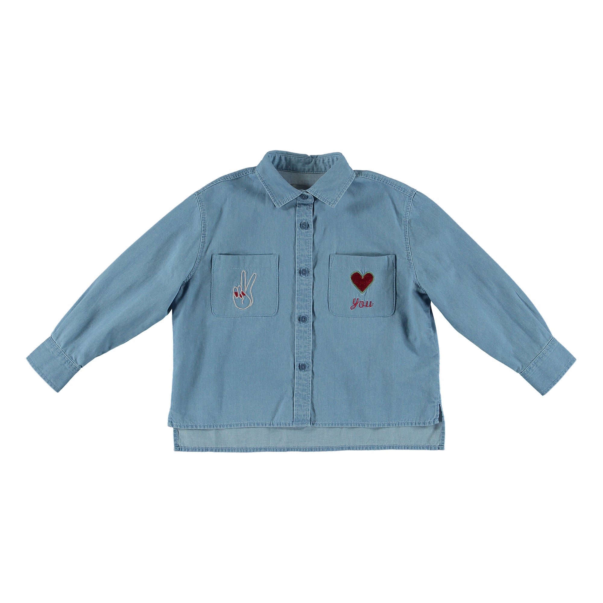 Girls Denim Blue Cotton Shirt