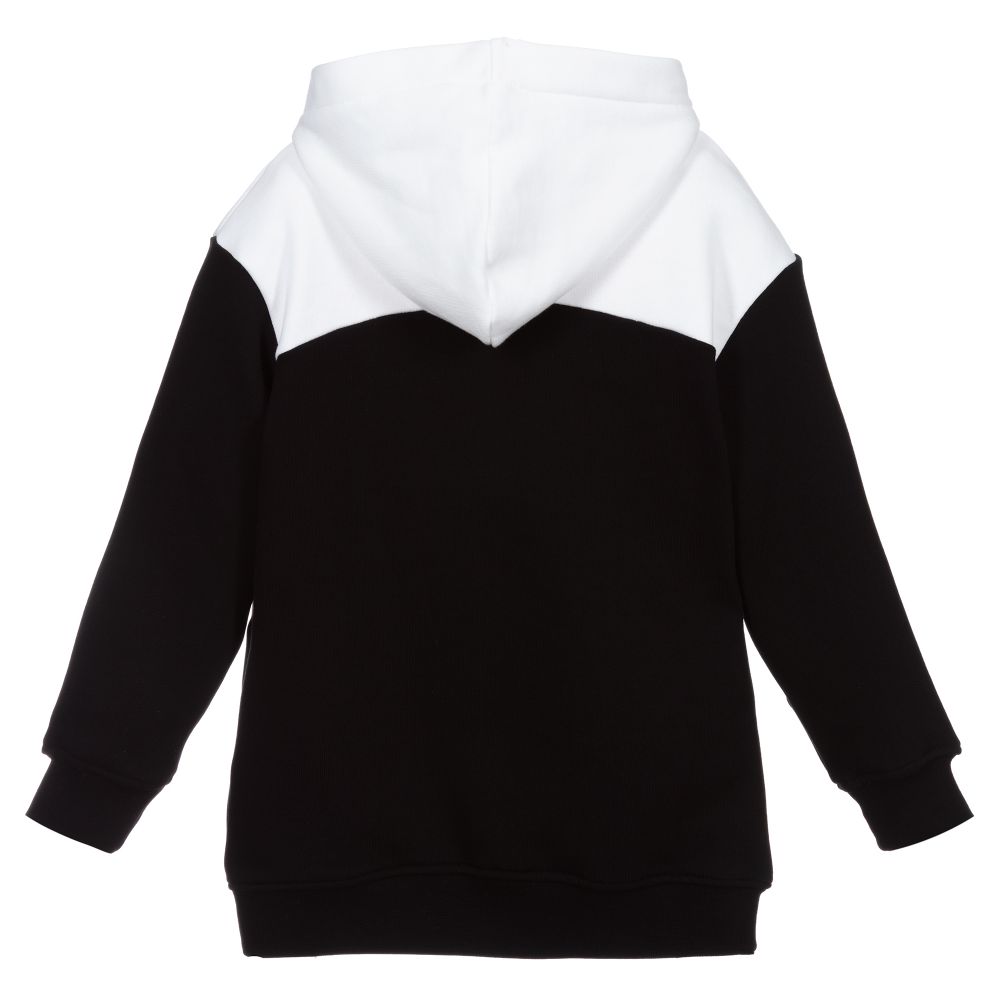 Girls White & Pink Cotton Hoodie