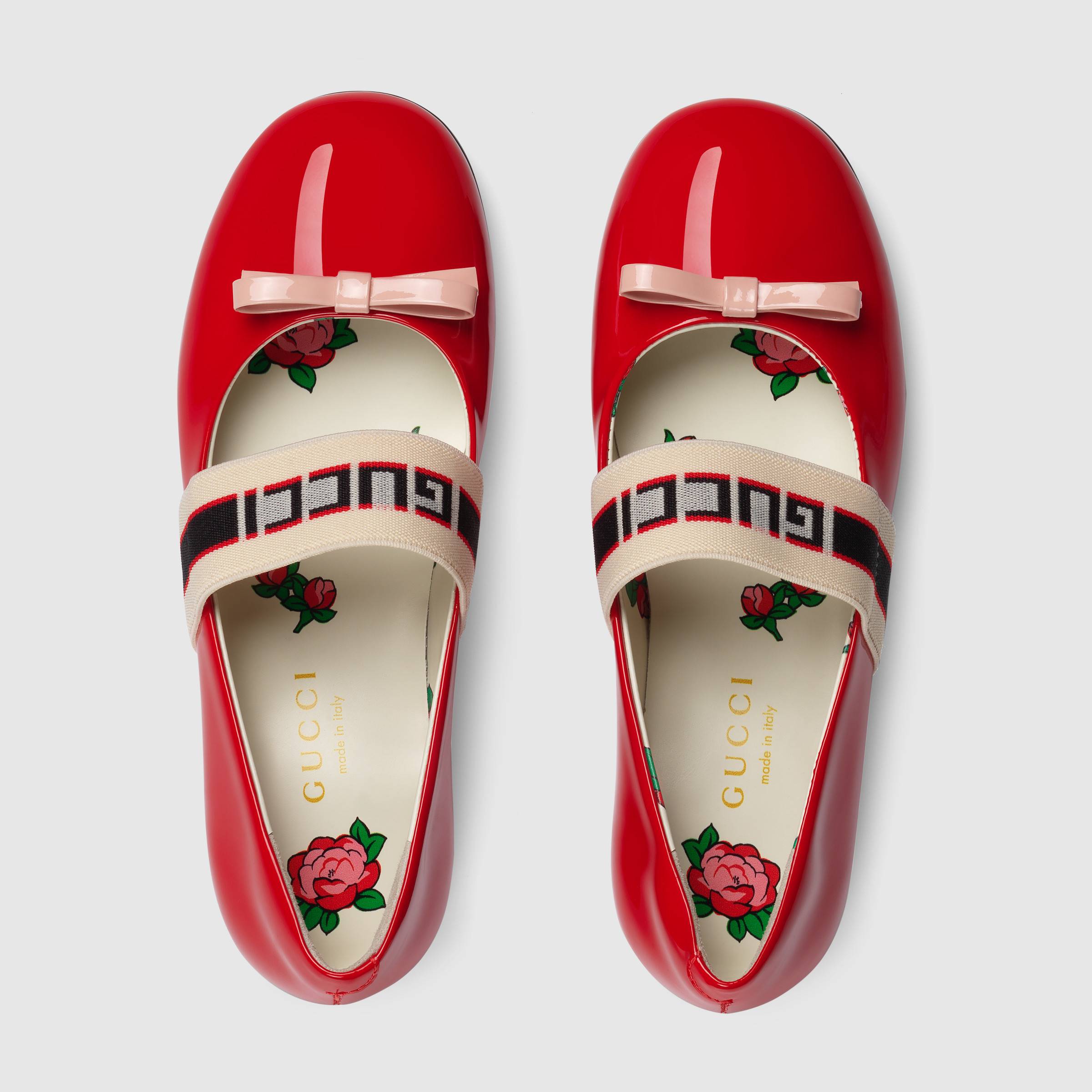 Girls Red Patent Leather Calf Skin Ballet Flats