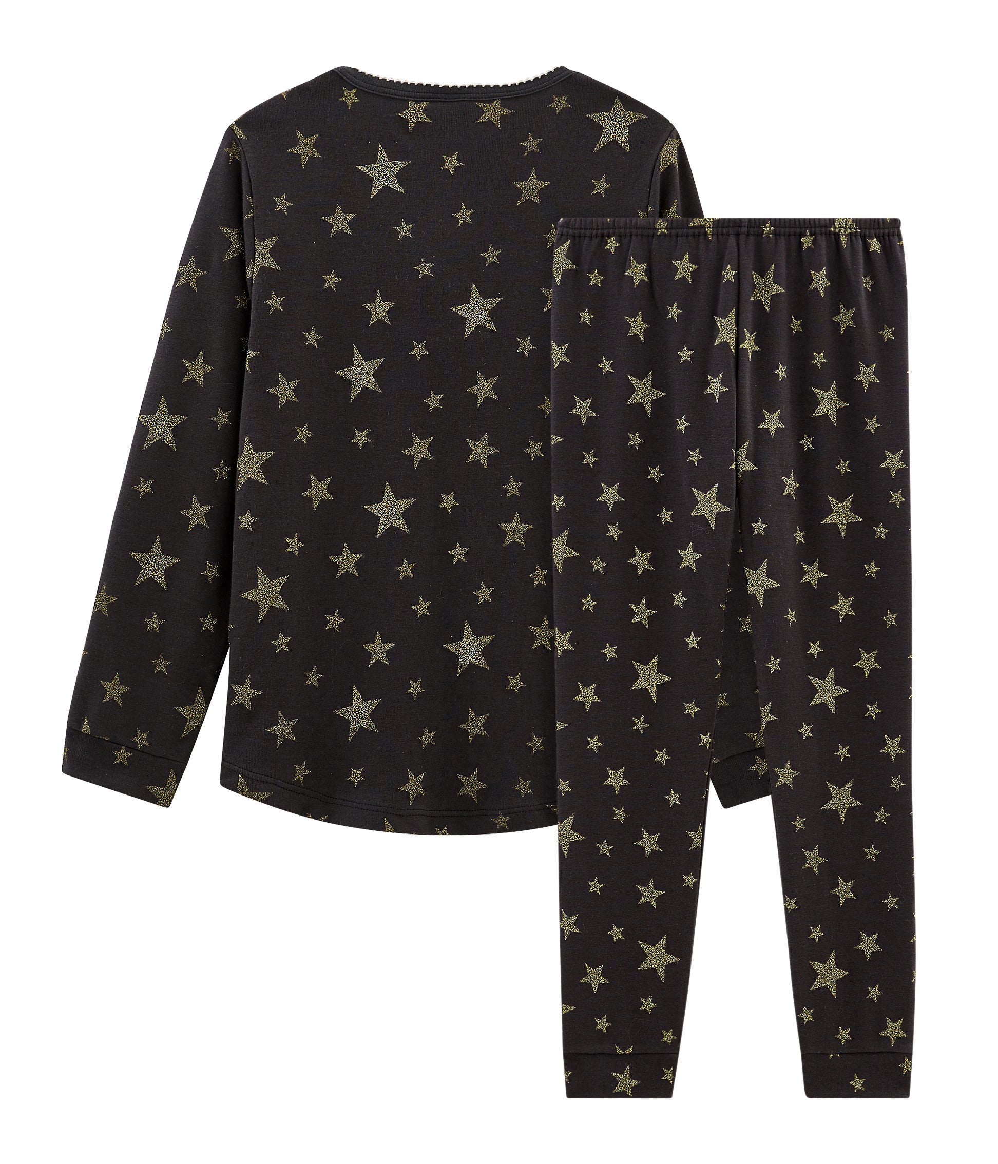 Girls Black Star Cotton Nightwear Set