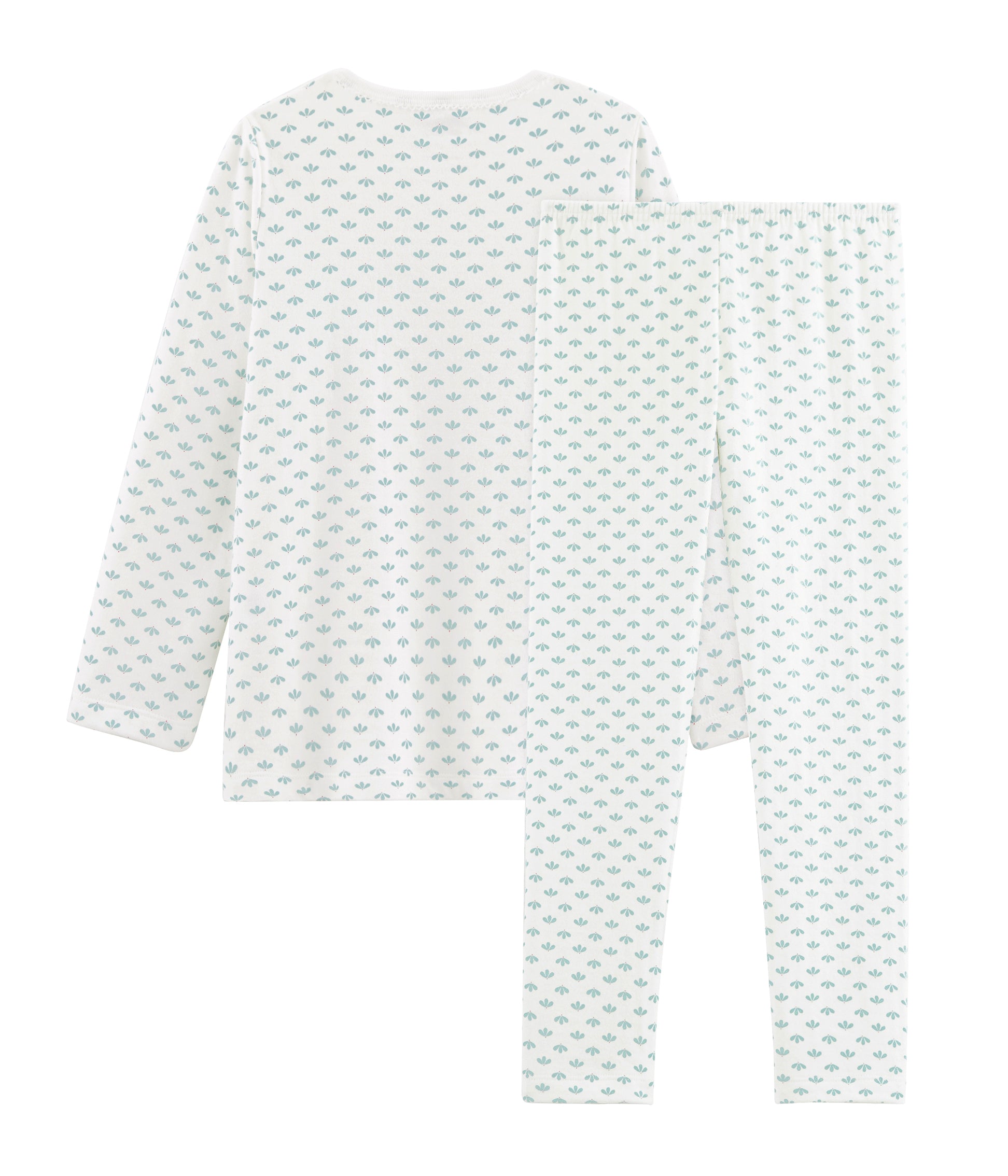 Girls White Pattern Cotton Nightwear Set