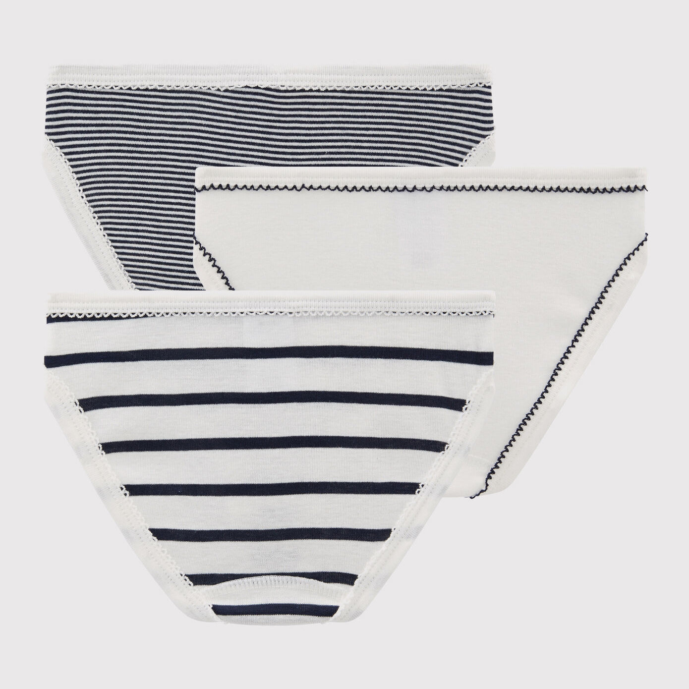 Girls Black Stripes Cotton Underwear Set(3 Pack)