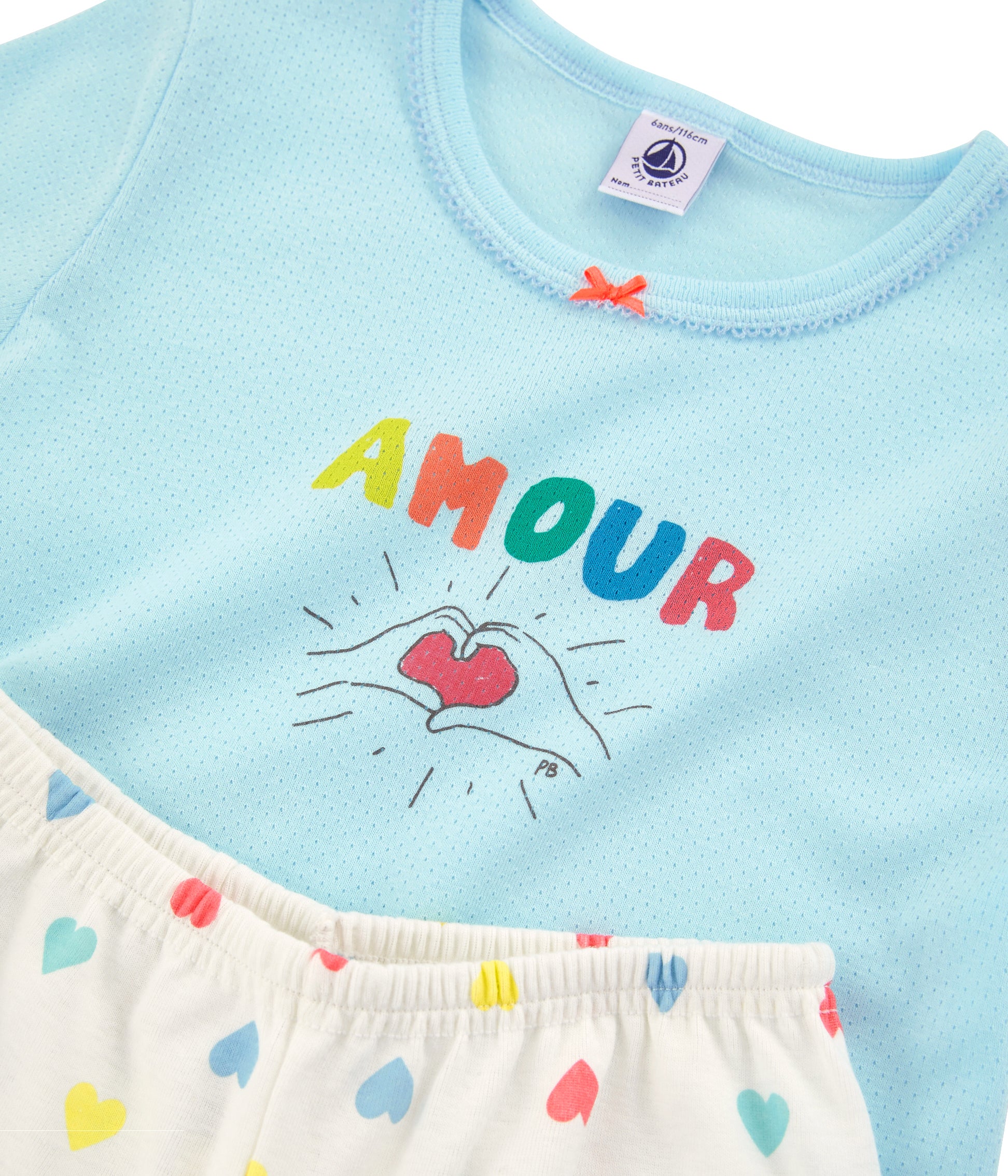 Girls Blue Heart Cotton Nightwear Set
