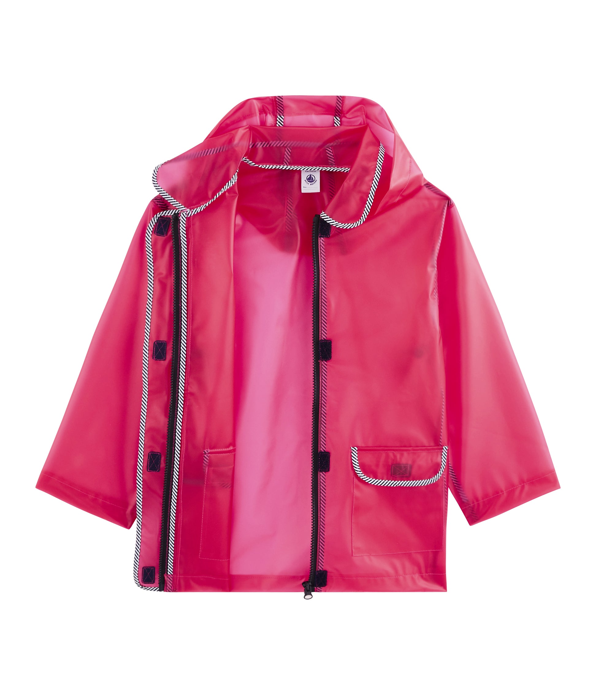 Girls Bright Pink Hooded Raincoat