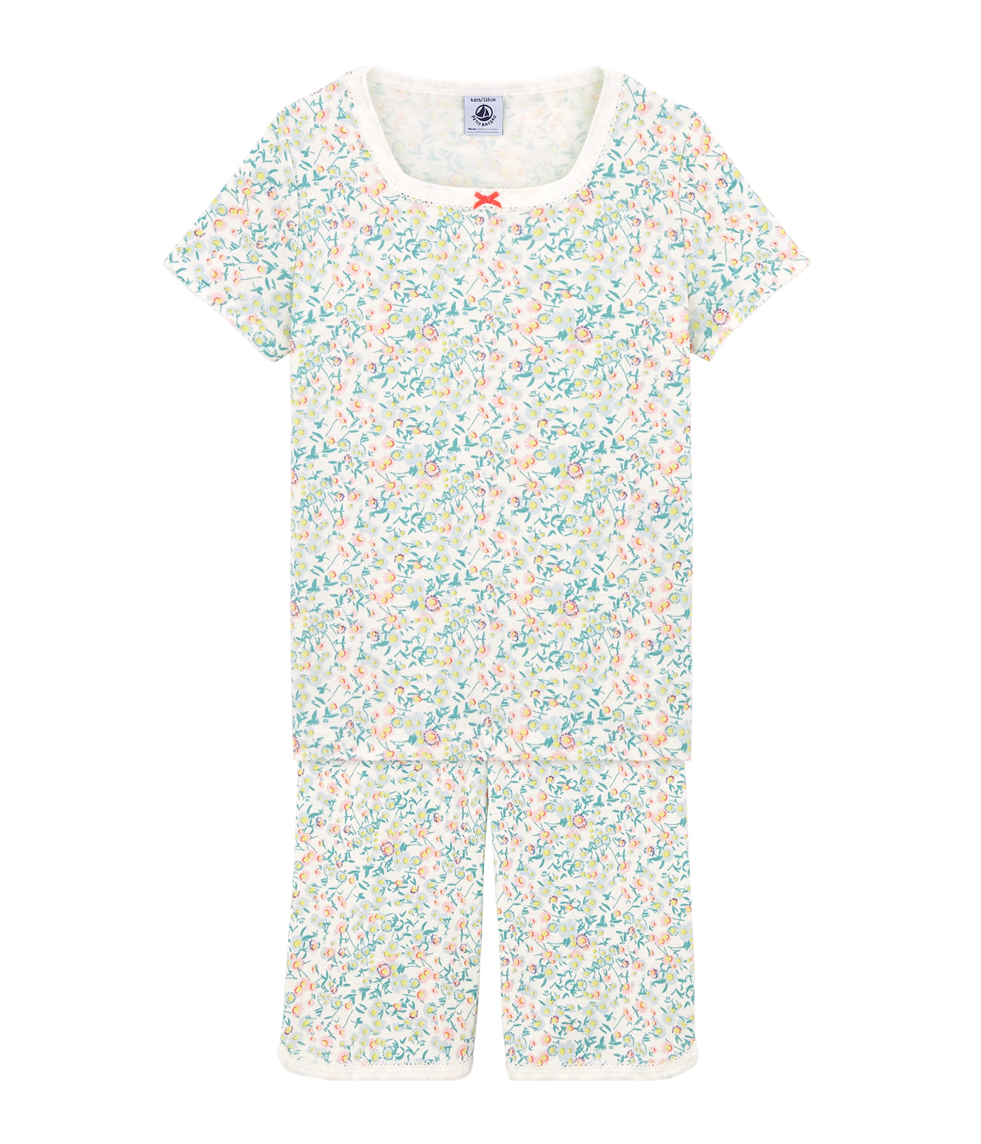 Girls Cyan Floral Cotton Nightwear Set