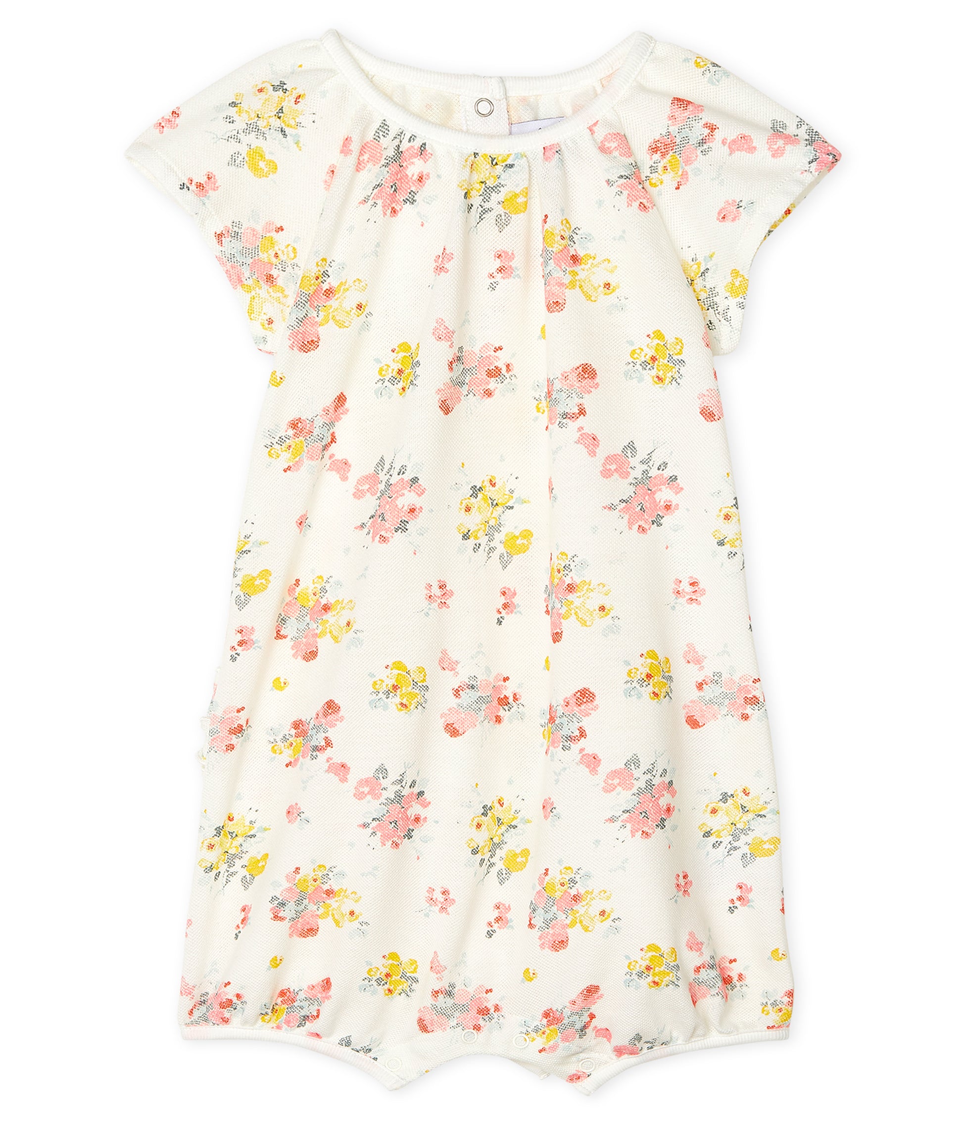 Baby Girls White Flowers Cotton Babysuit