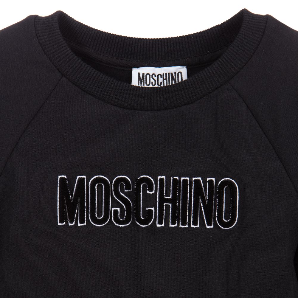 Girls Black Logo Cotton Dress