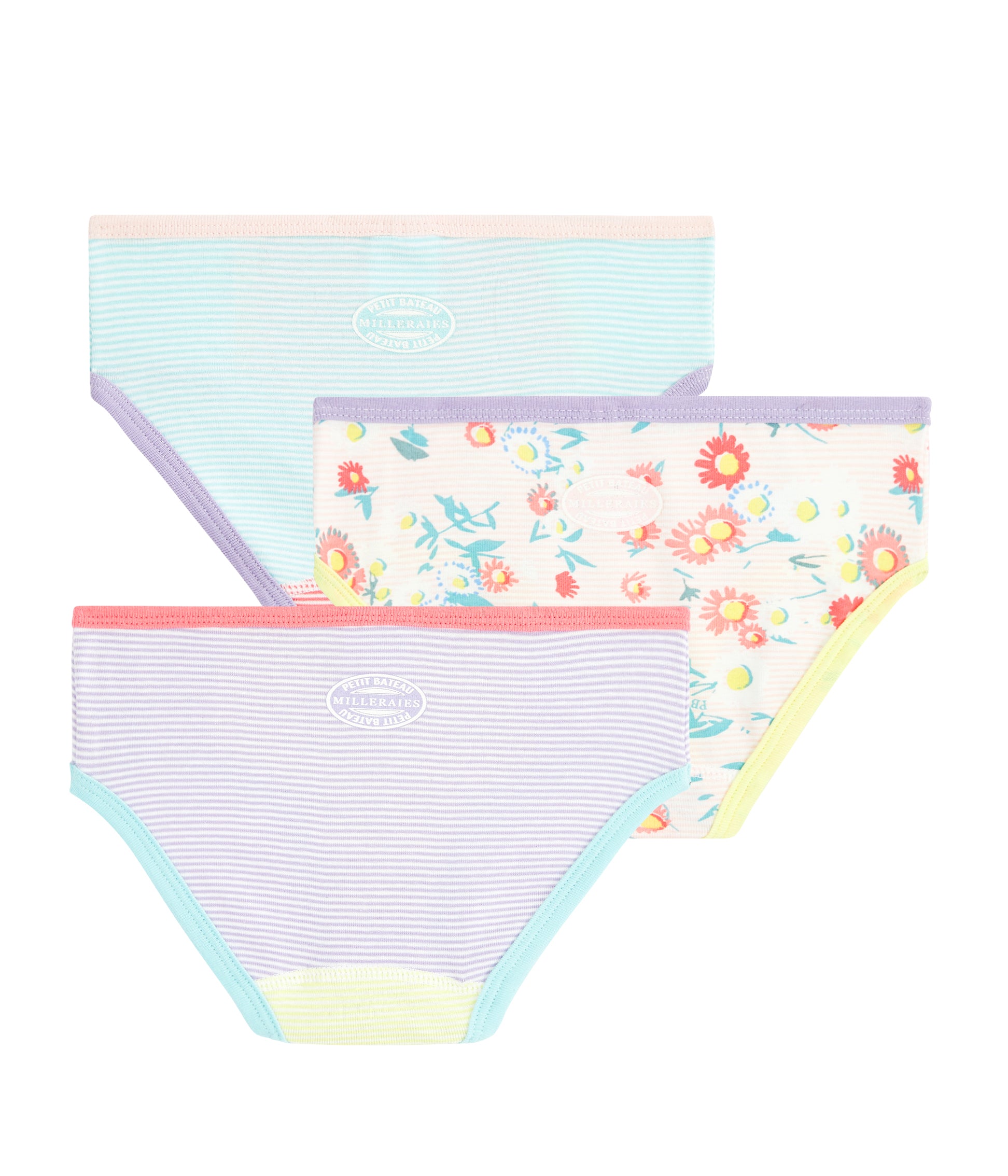 Girls Multicolor Cotton Underwear Set (3 Pack)