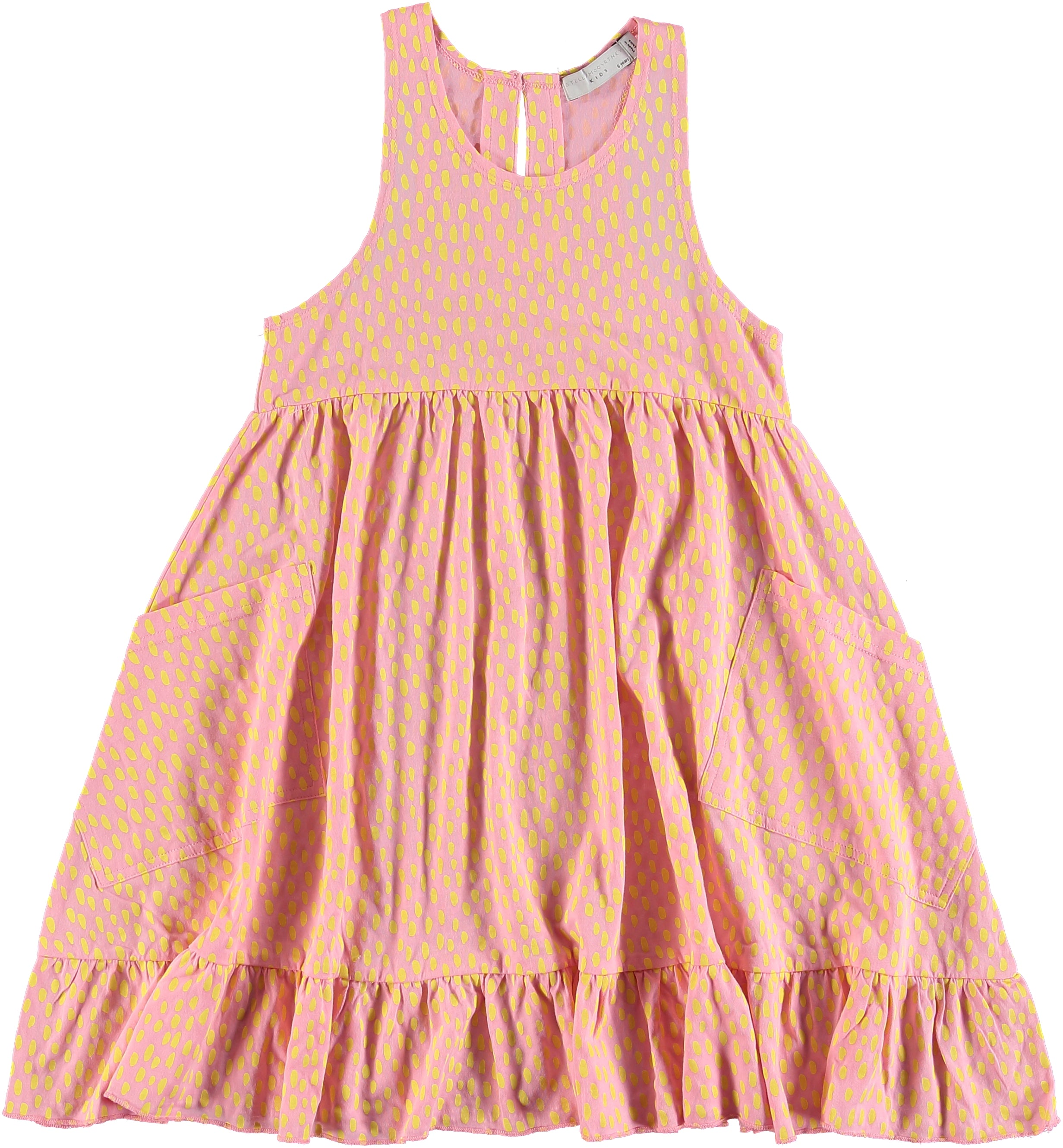 Girls Pink Painted Dots Sleeveless Dress