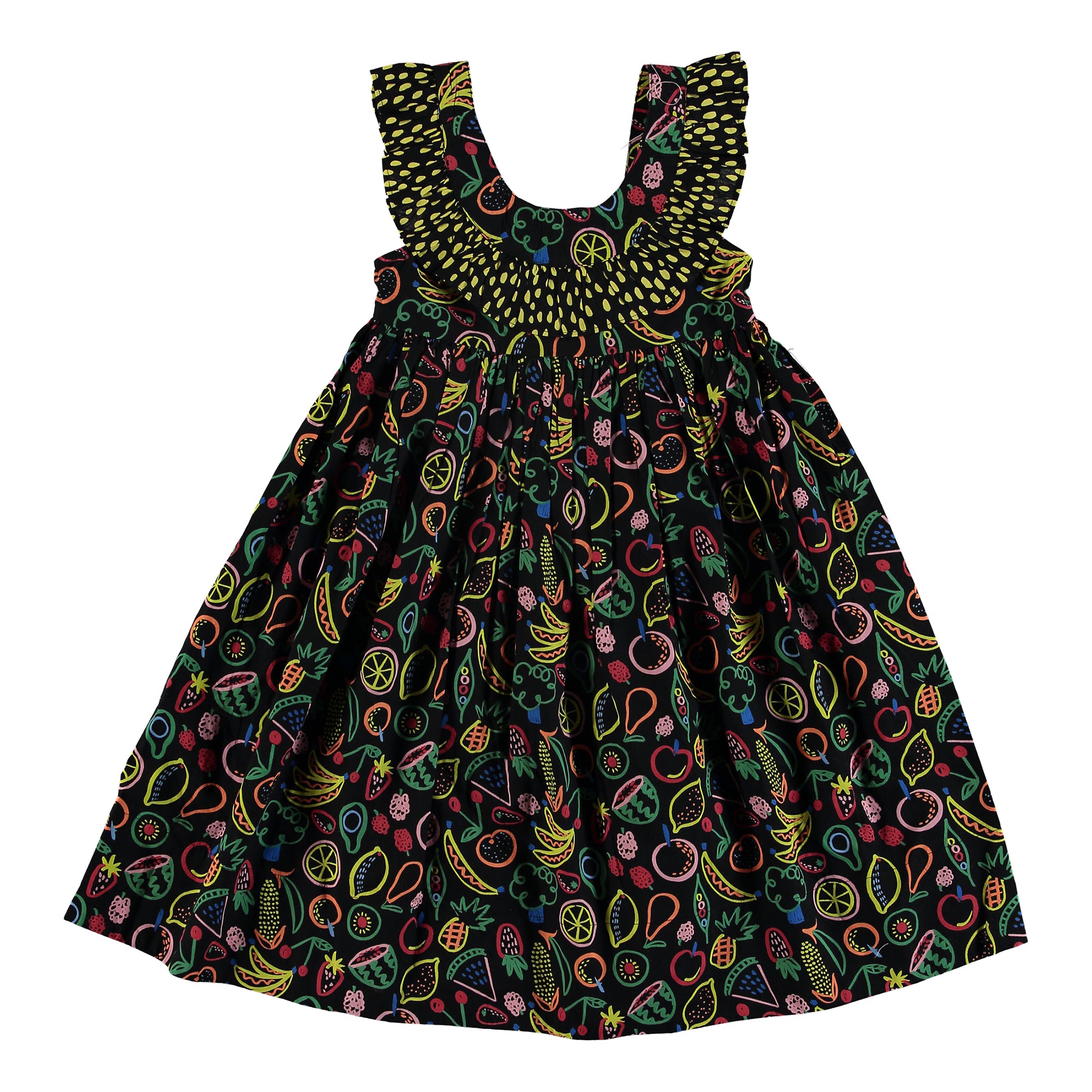 Girls Black Fruit Dress