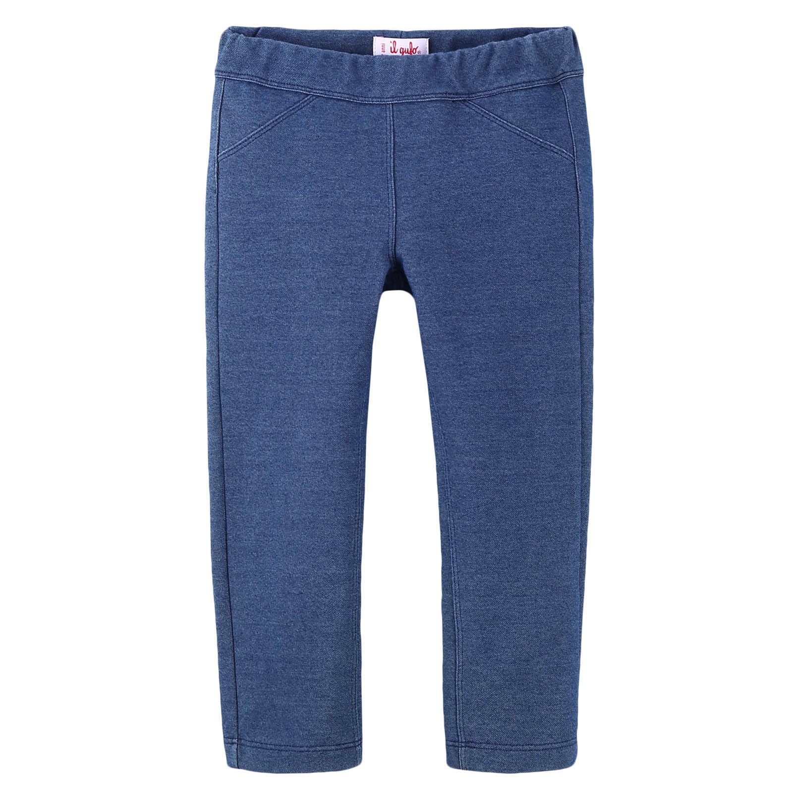 Girls Blue Denim Cotton Jetsey Trousers - CÉMAROSE | Children's Fashion Store - 1