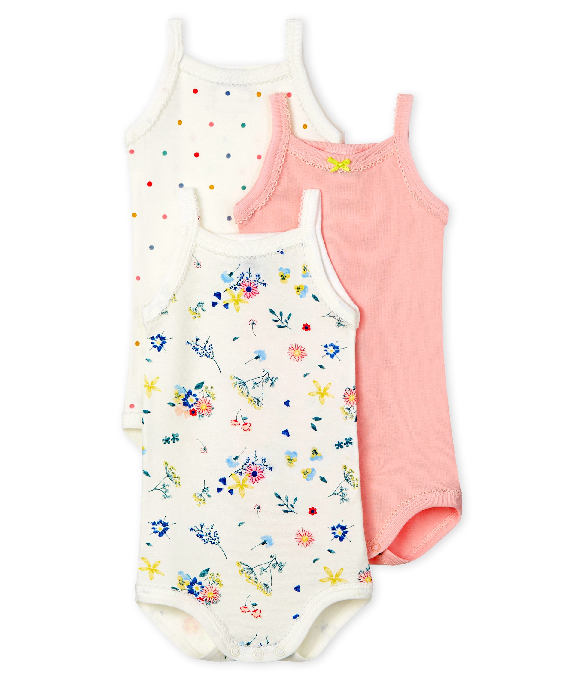 Baby Girls Multicolor Cotton Babysuit Set (3 Pack)