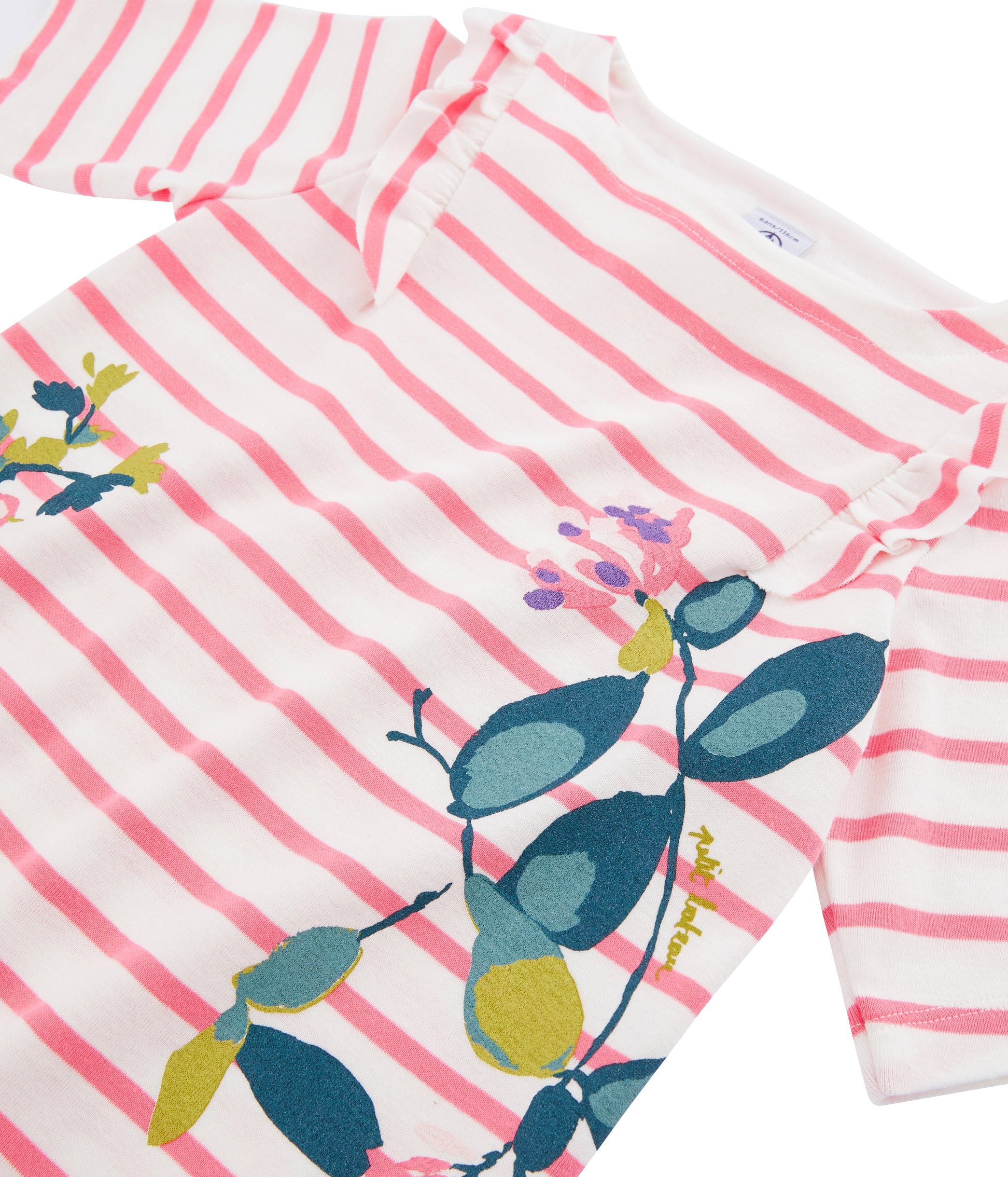 Girls Pink Striped Cotton T-shirt