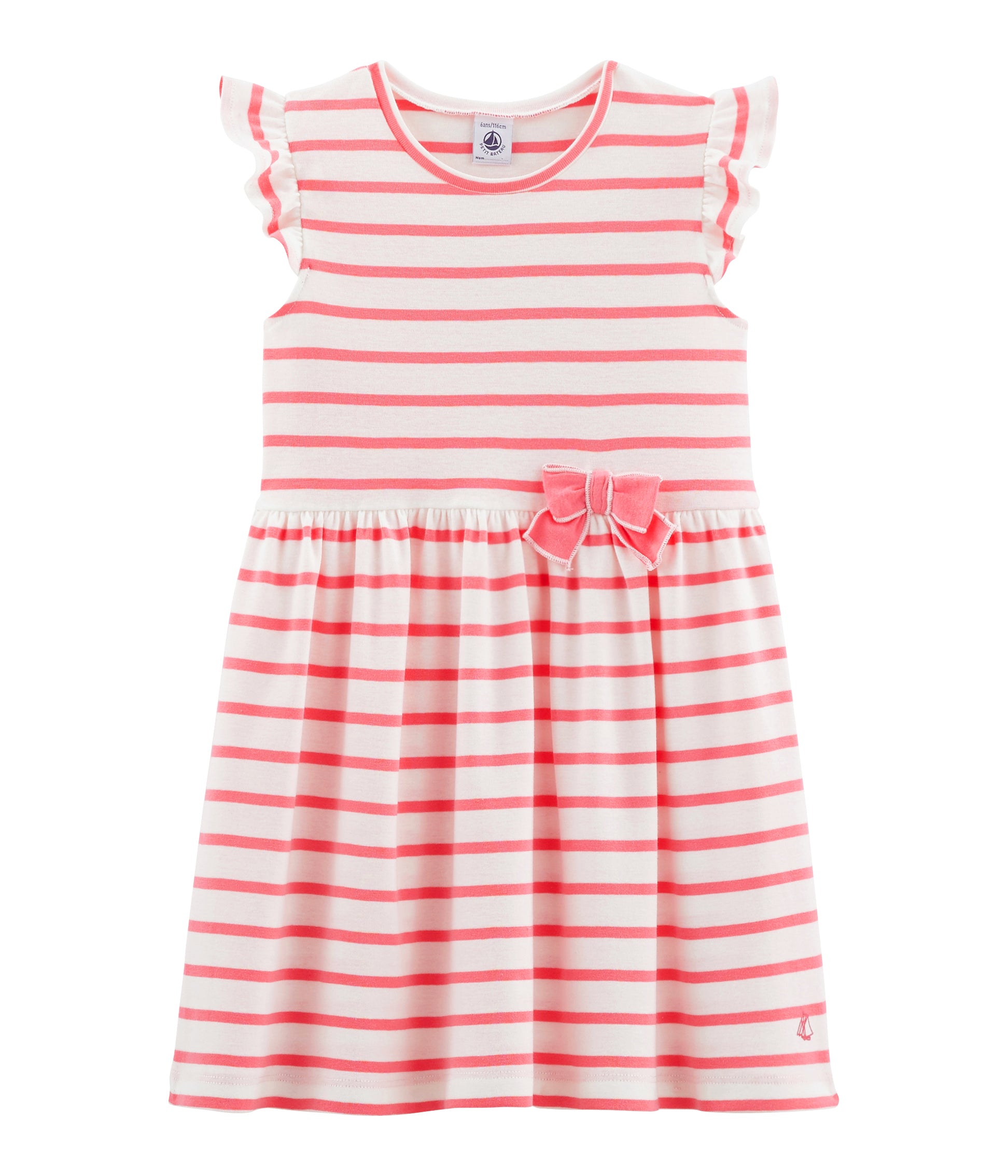 Girls Pink Stripe Cotton Dress