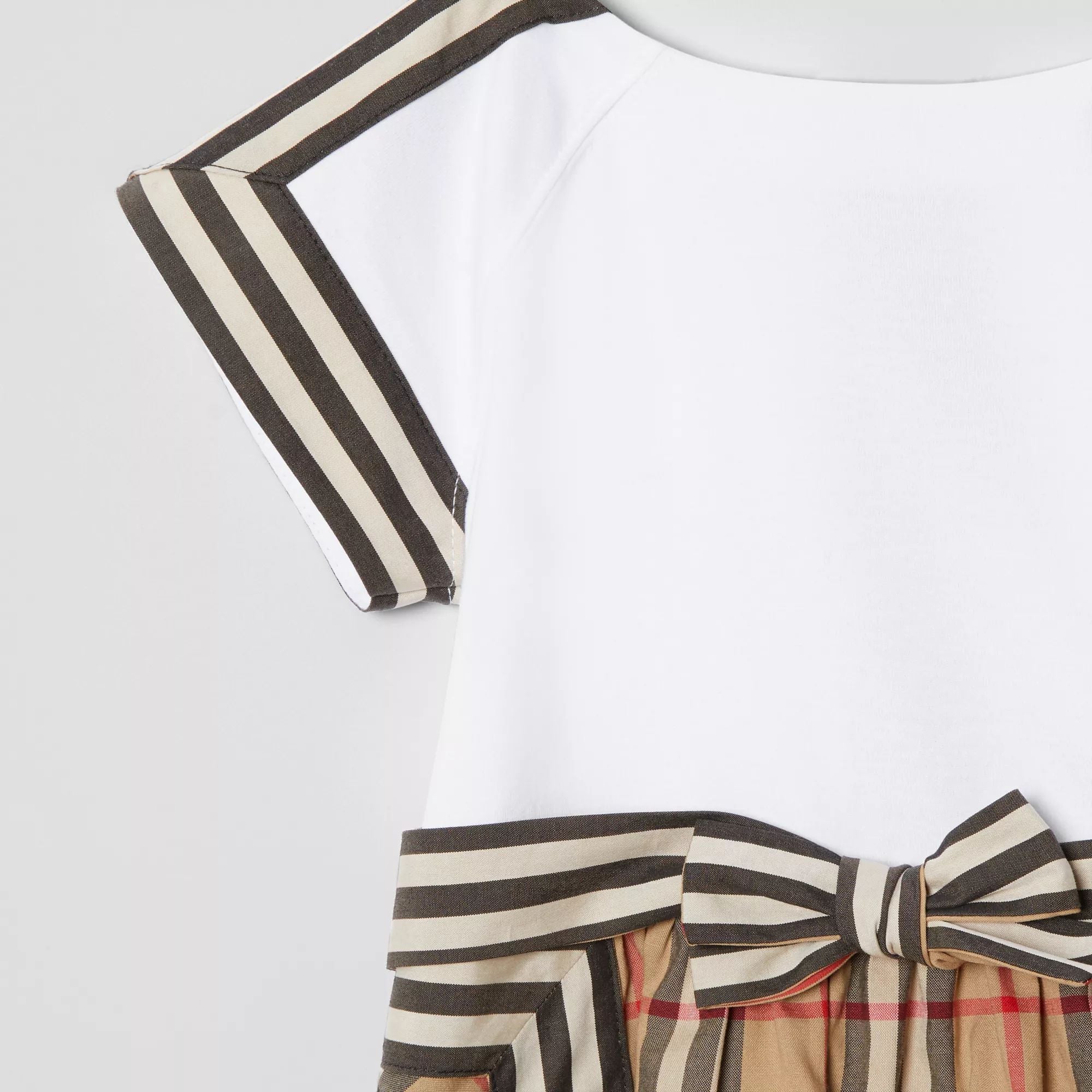 Baby Girls Beige & White Check Cotton Dress