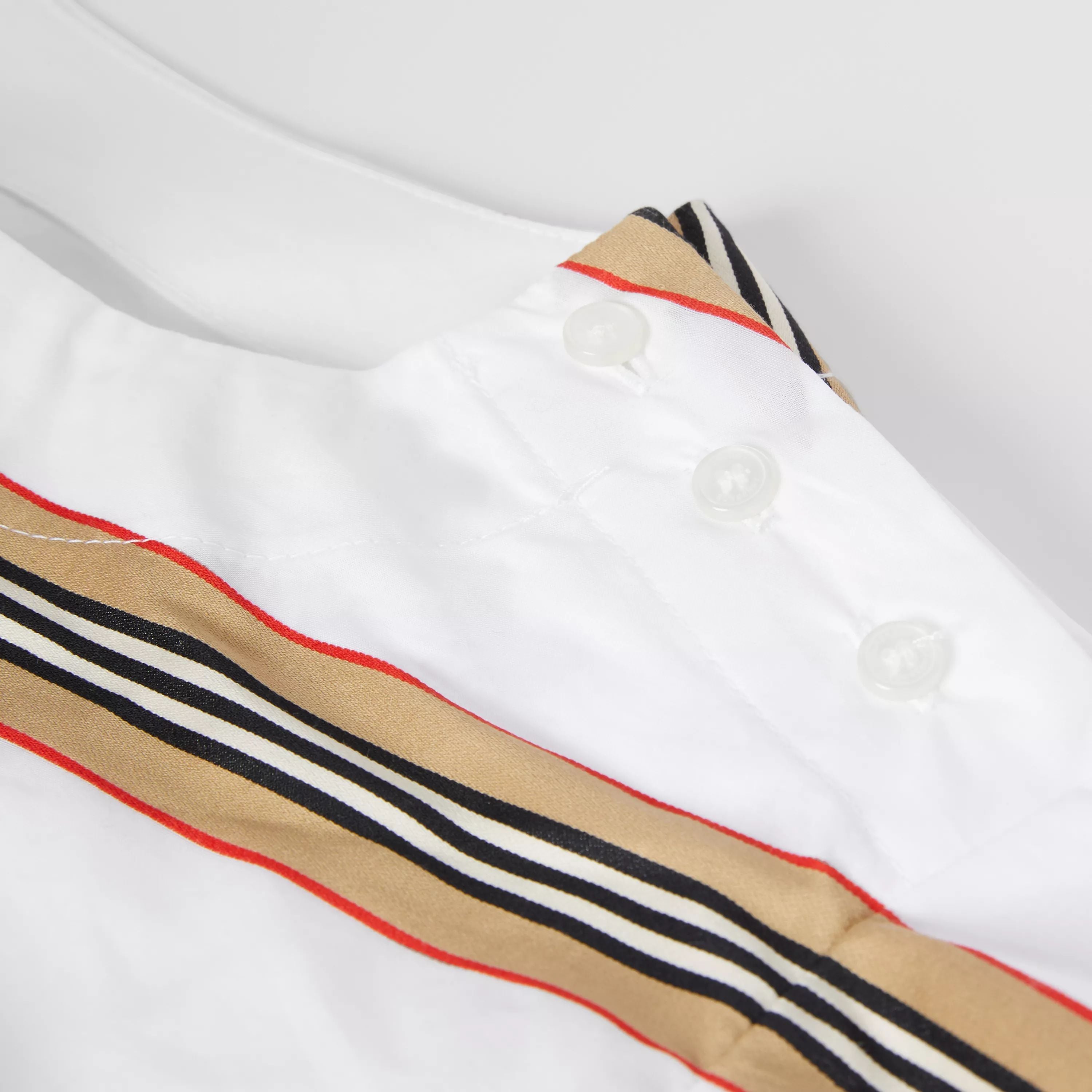 Girls White Stripe Cotton Dress