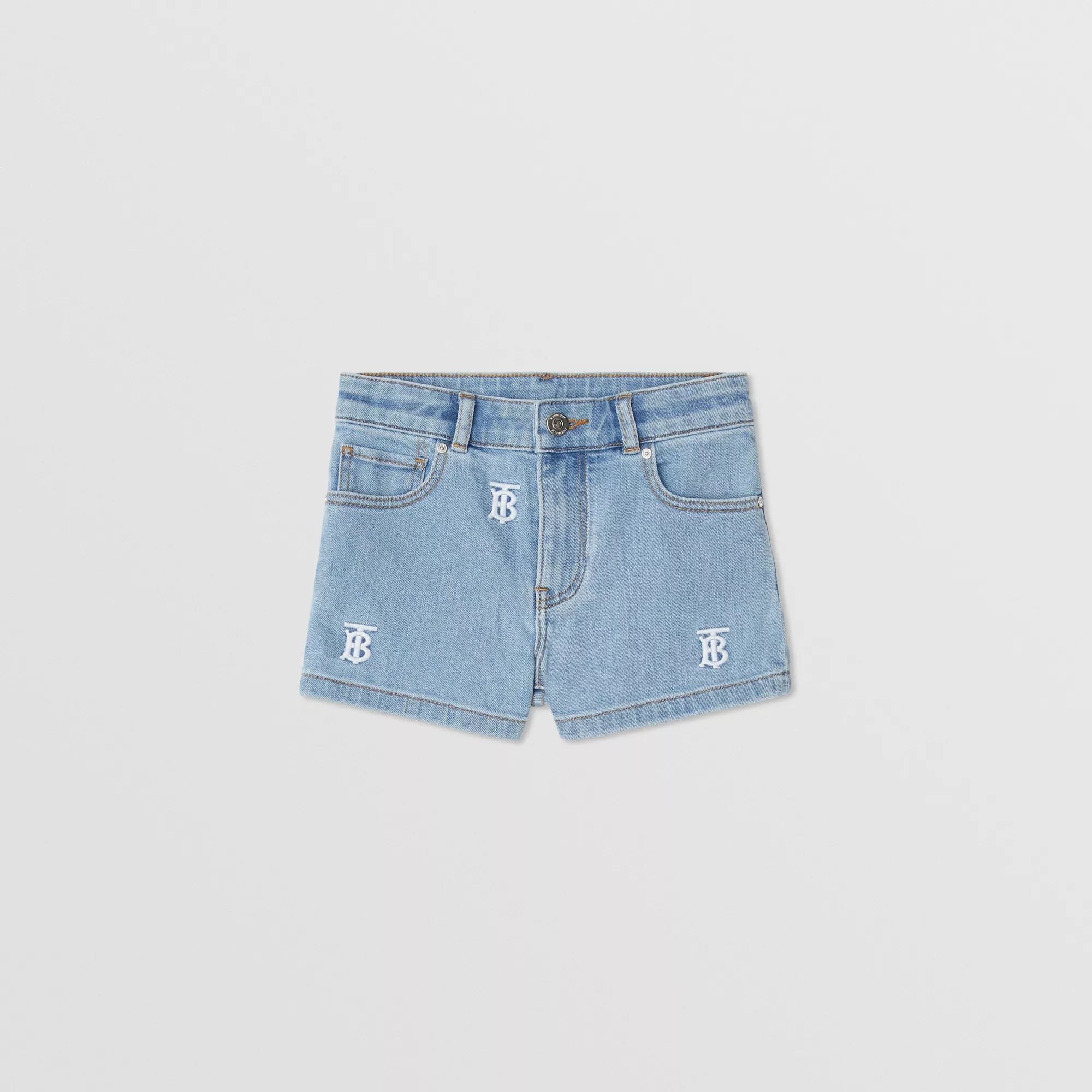 Girls Blue Logo Denim Shorts