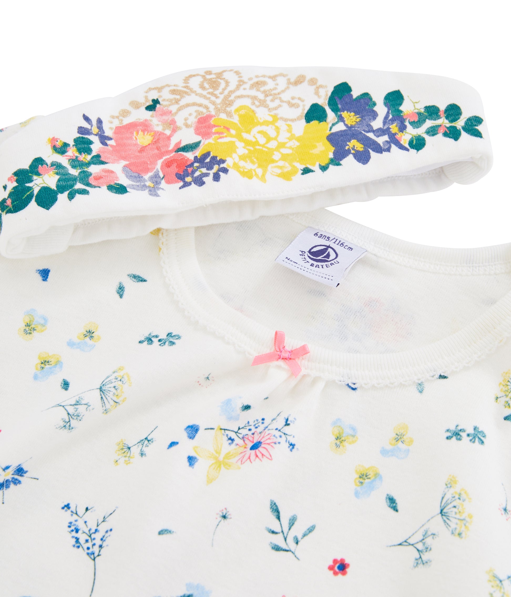 Girls White Flower Cotton Nightwear Dress