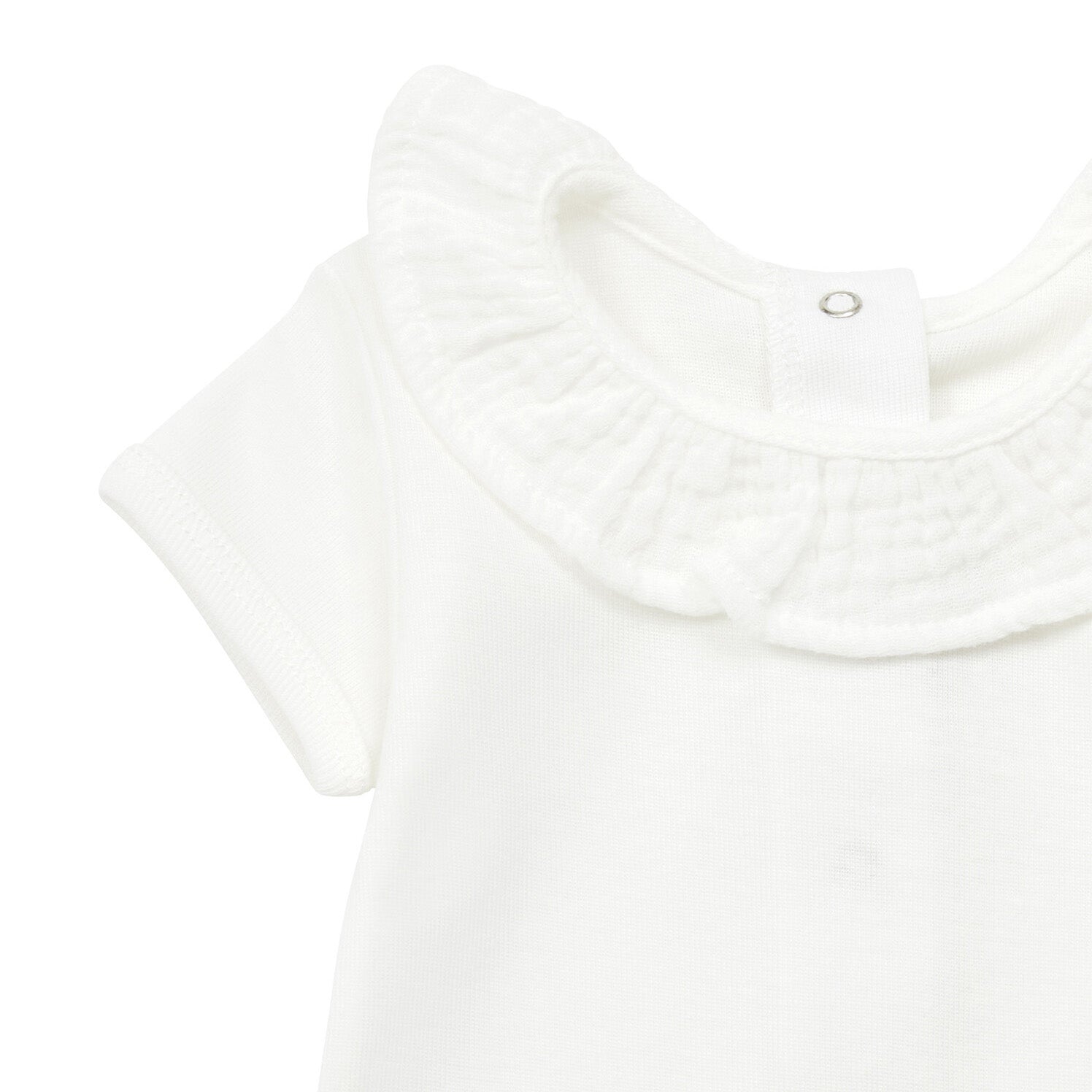 Baby Girls White Cotton Babysuit