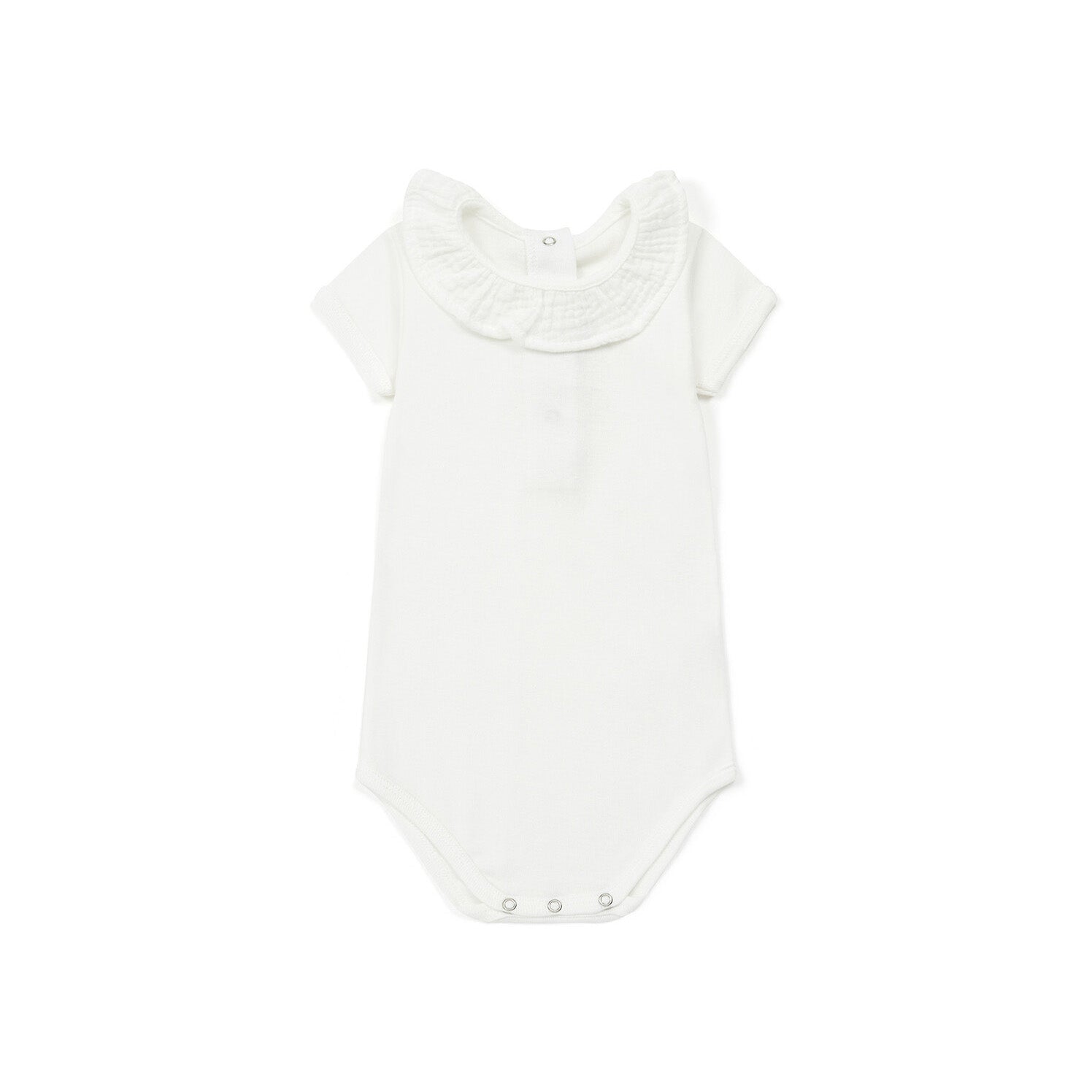 Baby Girls White Cotton Babysuit